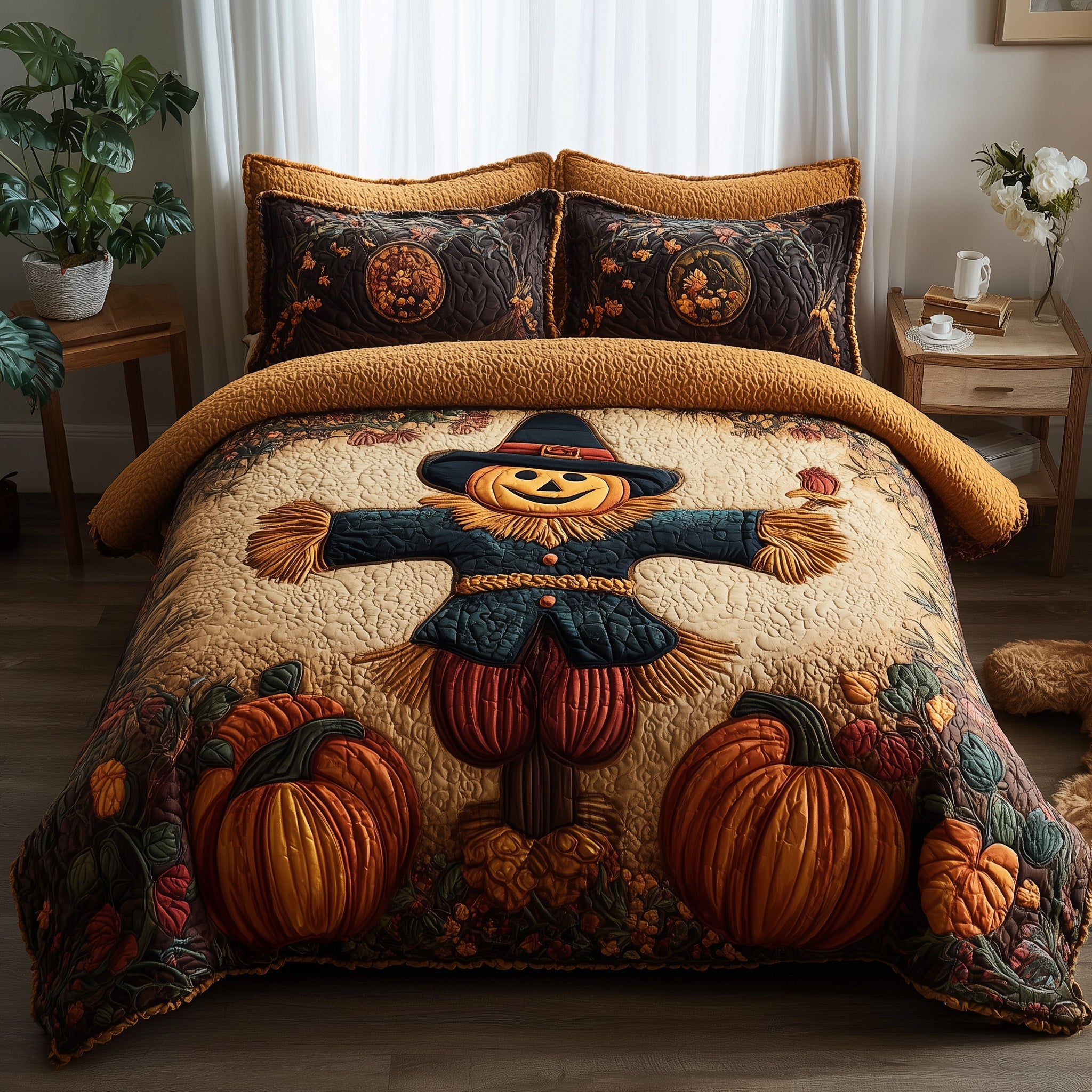 Haunted Harvest Quilted Bedding Set Breathable