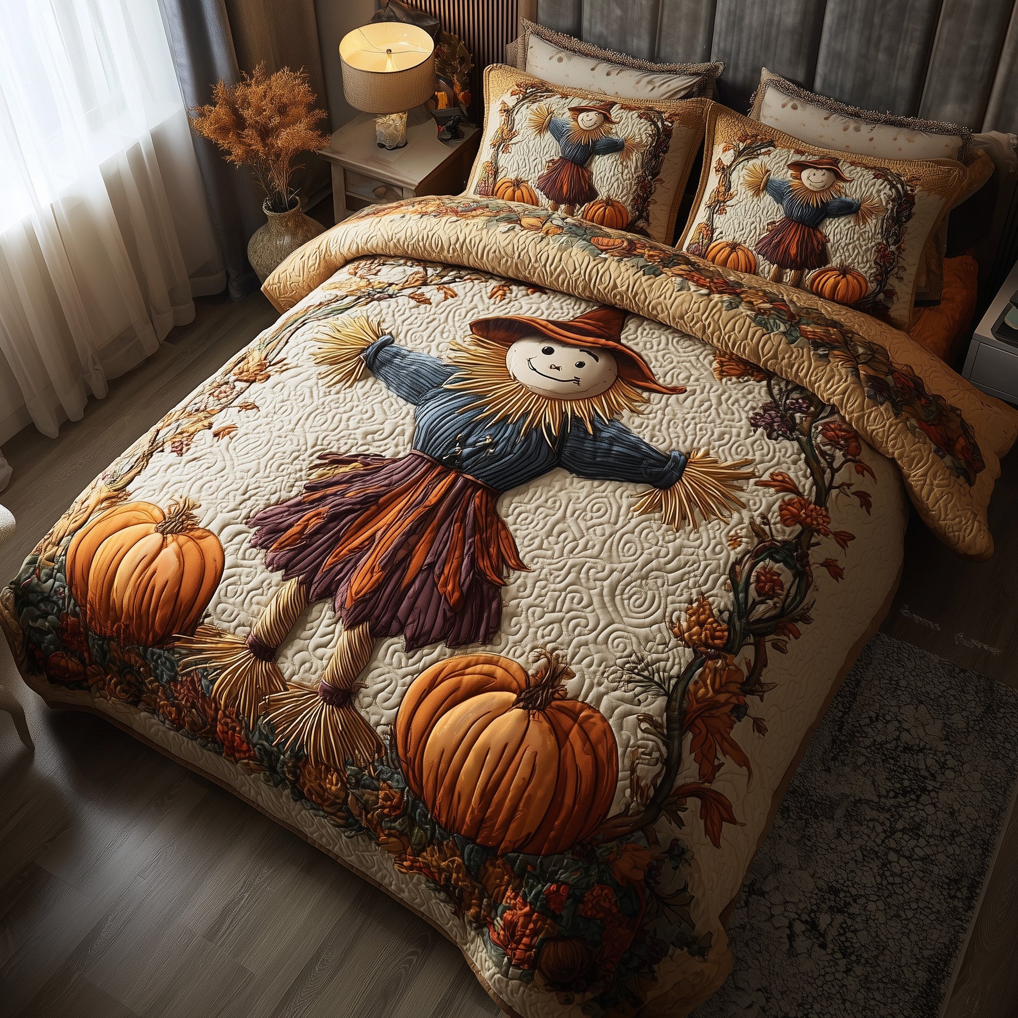Haunted Harvest Quilted Bedding Set For Women