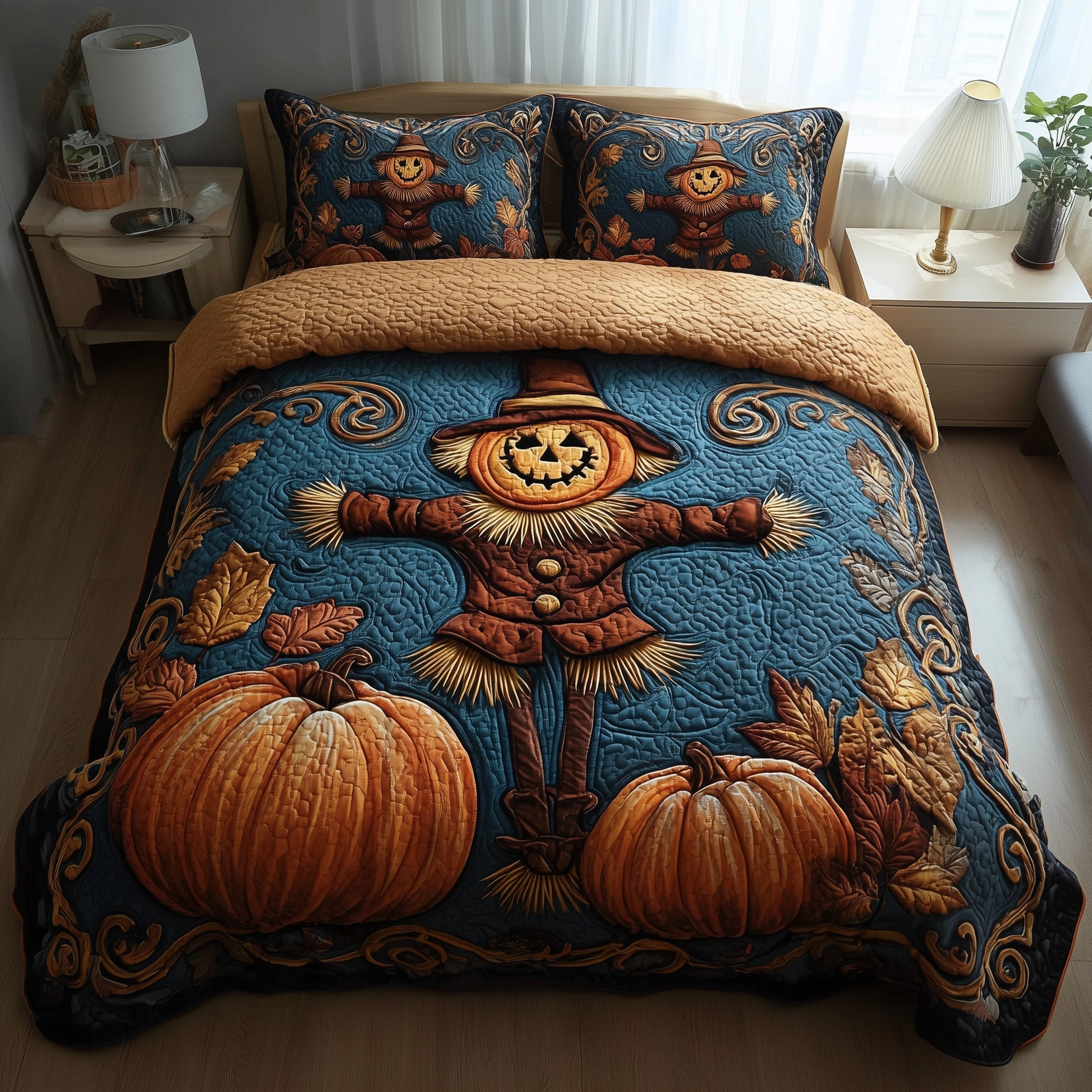 Haunted Harvest Quilted Bedding Set Hypoallergenic