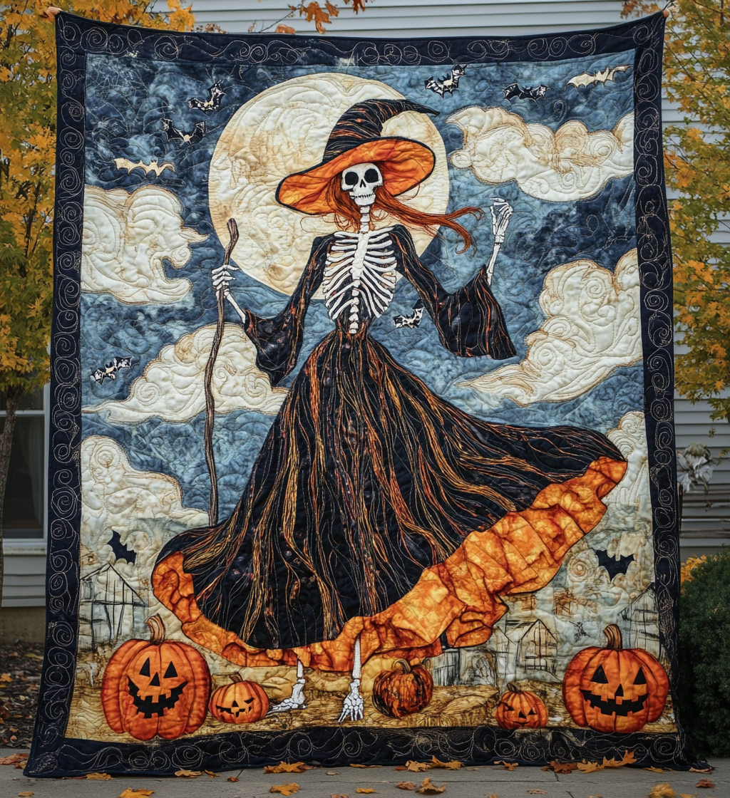 Haunted Harvest Quilted Blanket Gift For Halloween
