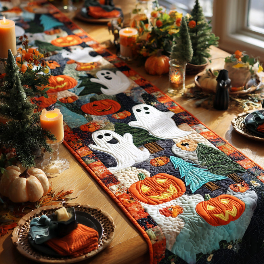 Haunted Harvest Quilted Table Runner Holiday Runners Halloween Table Decor Ideas