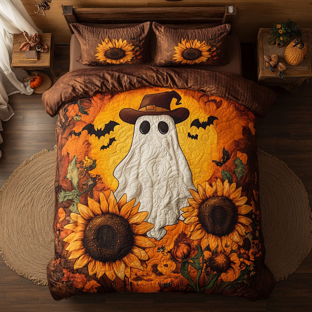 Haunted Harvest Sunflowers Bedding Set Best Decoration Gift For Friends and Family on Halloween Day