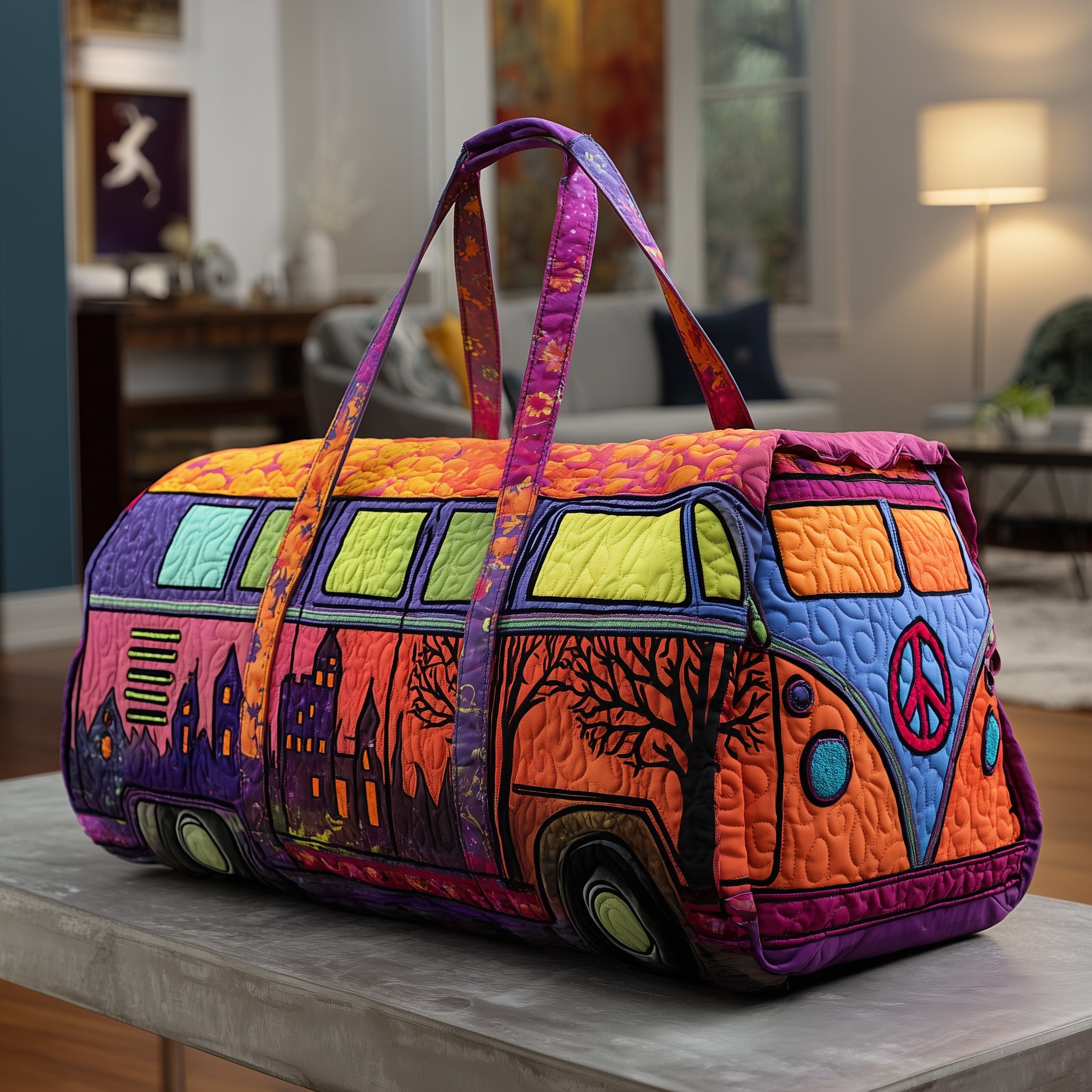 Haunted Highway Quilted Duffle Bag Travel Friendly Design