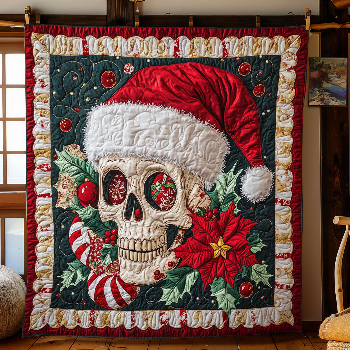 Haunted Holidays Quilt Blanket Queen Throws And Blankets Gifts For Skull Lovers