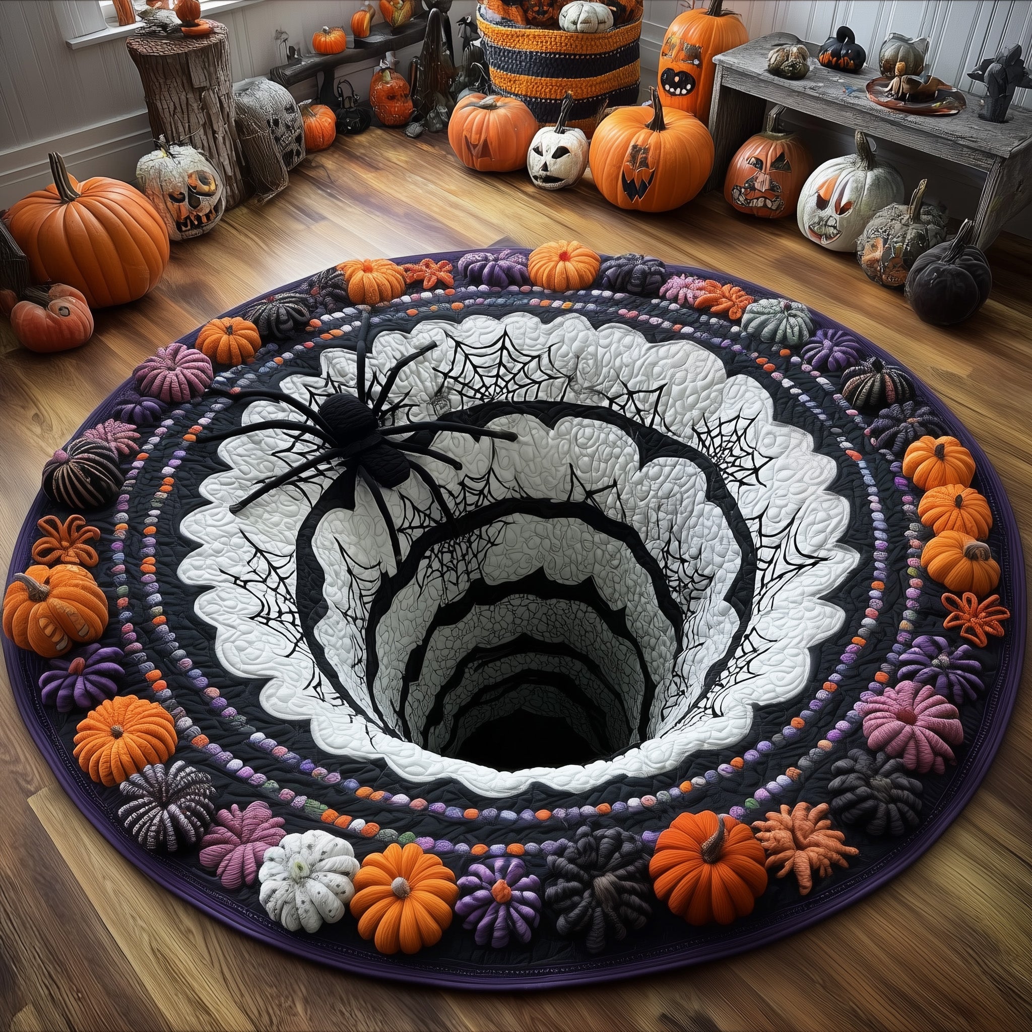 Haunted Hollow Quilted Round Mat Soft and Stylish Quilted Round Mat for Home Decor