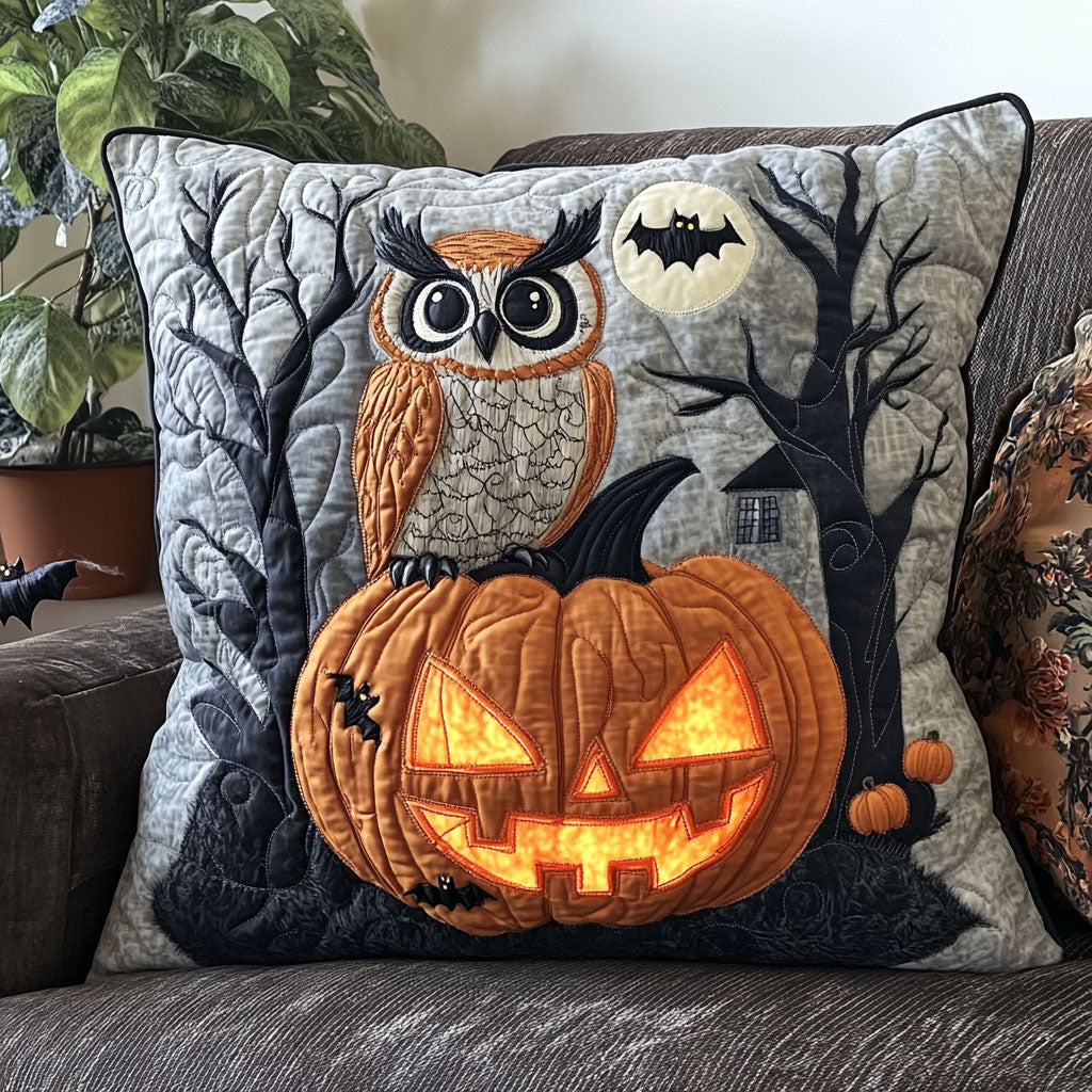 Haunted Hoot Quilt Pillow Case Elegant Pillow Cover Merch Gift for Stylish Homes