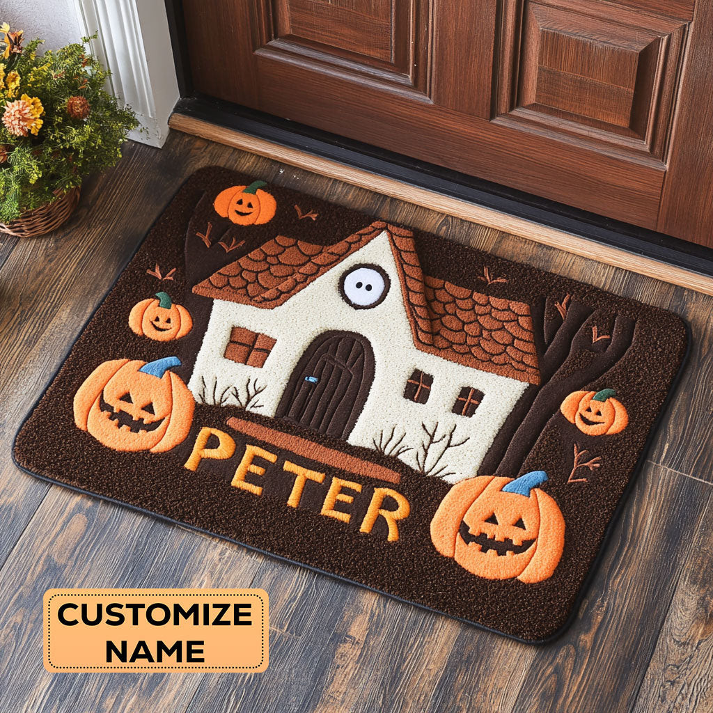 Haunted House Personalized Doormat Best Halloween Gift For Friends and Family