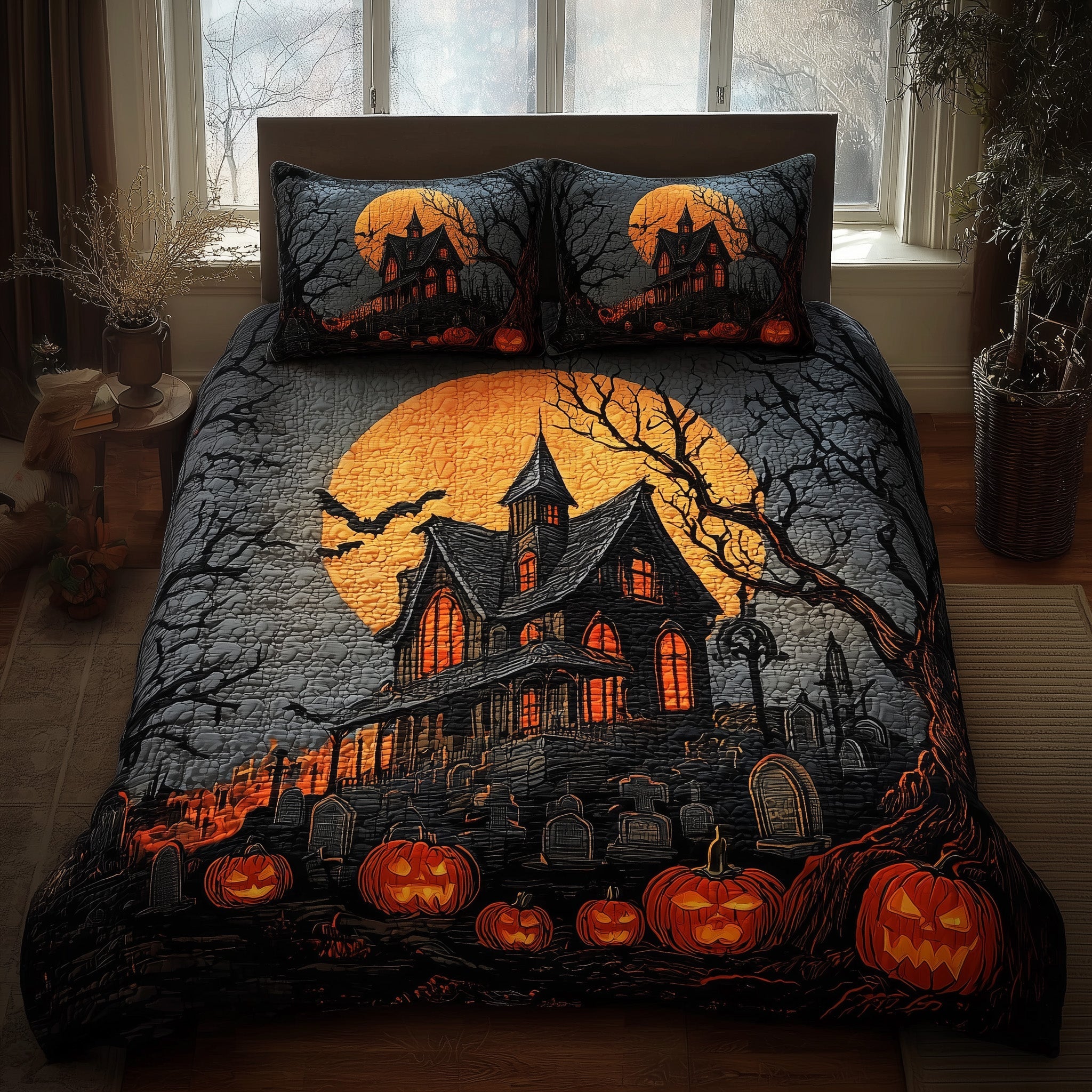 Haunted House Quilted Bedding Set Elegant Bedding