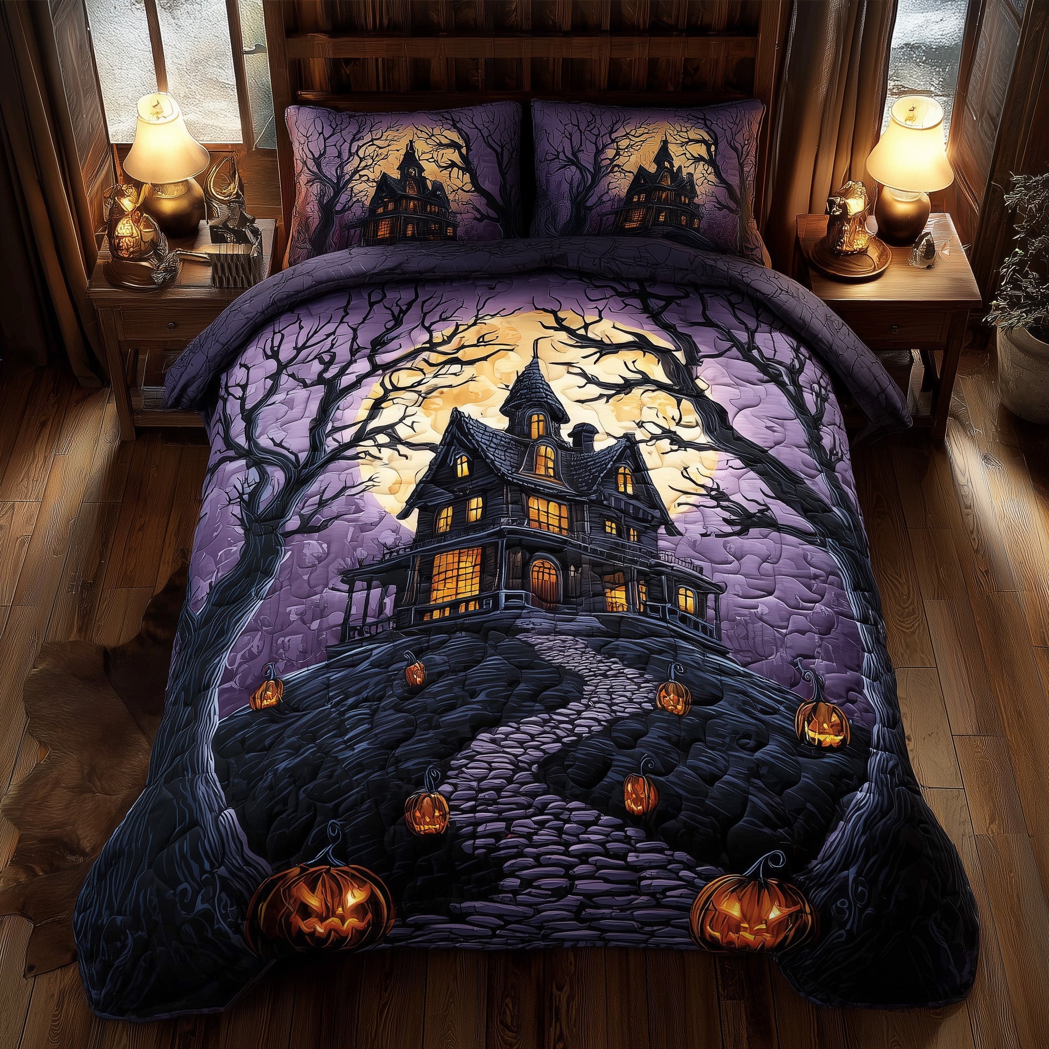 Haunted House Quilted Bedding Set Home Decor Collection