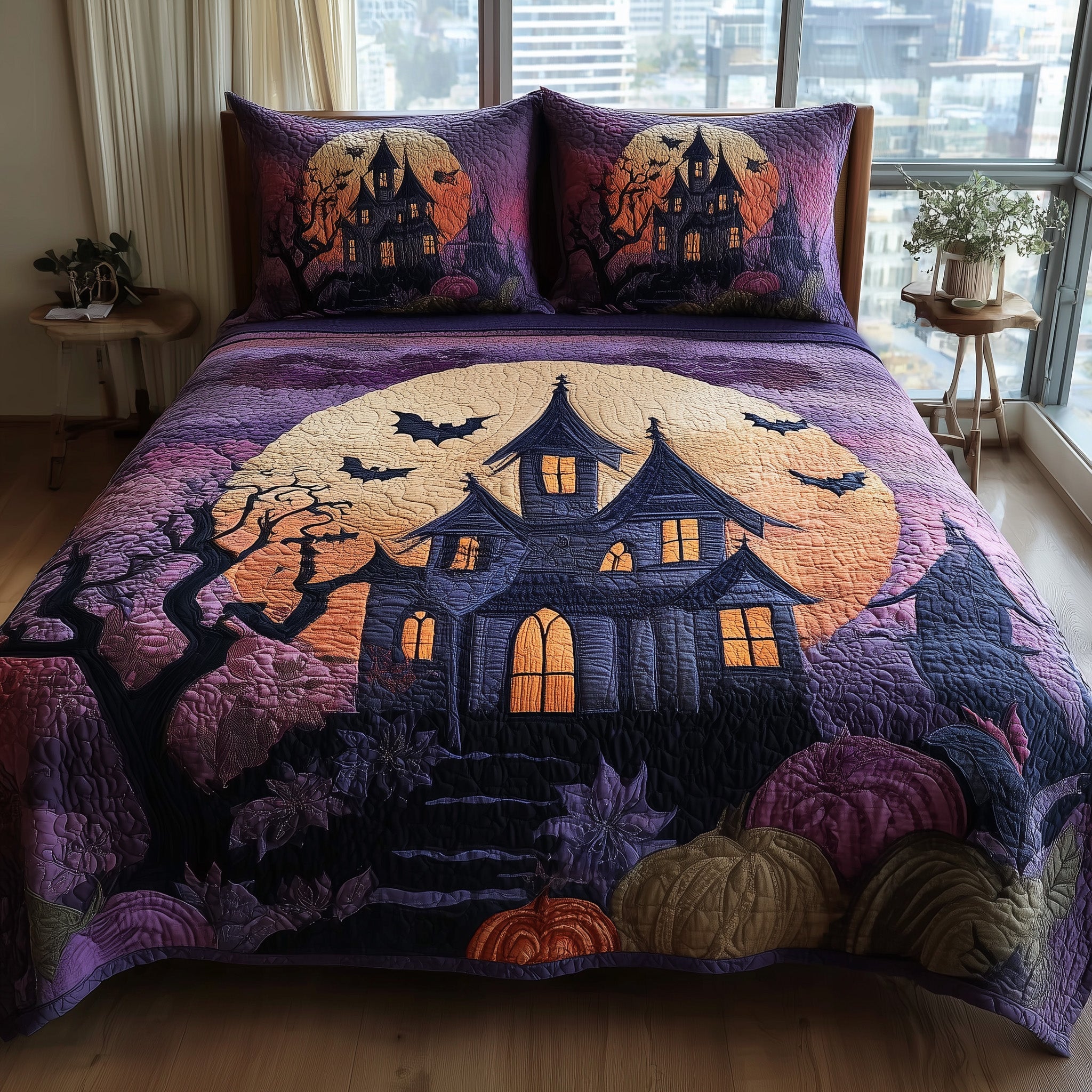 Haunted House Quilted Bedding Set Stylish Home Decor