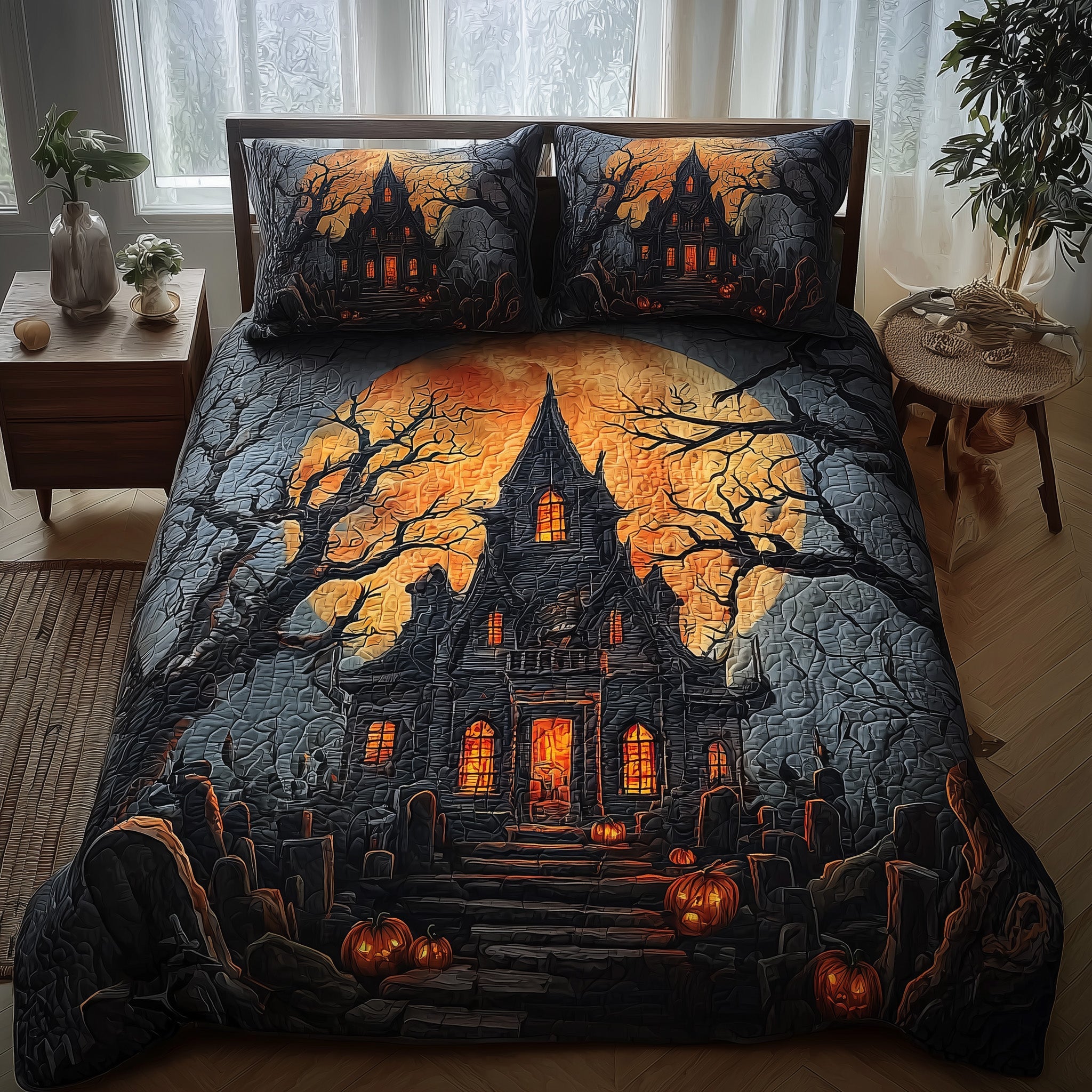 Haunted House Quilted Bedding Set Ultimate Comfort