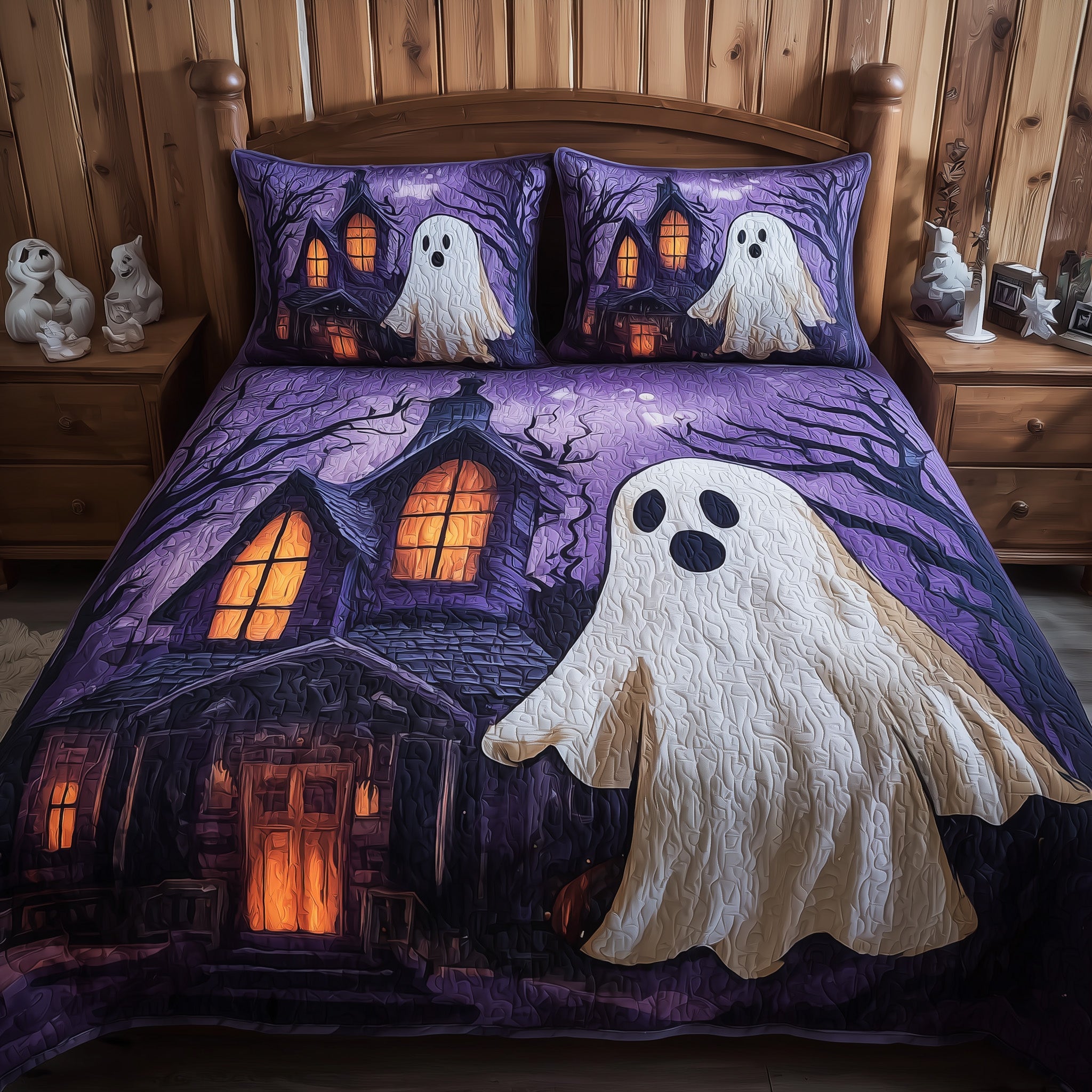 Haunted Household Quilted Bedding Set Farmhouse Style