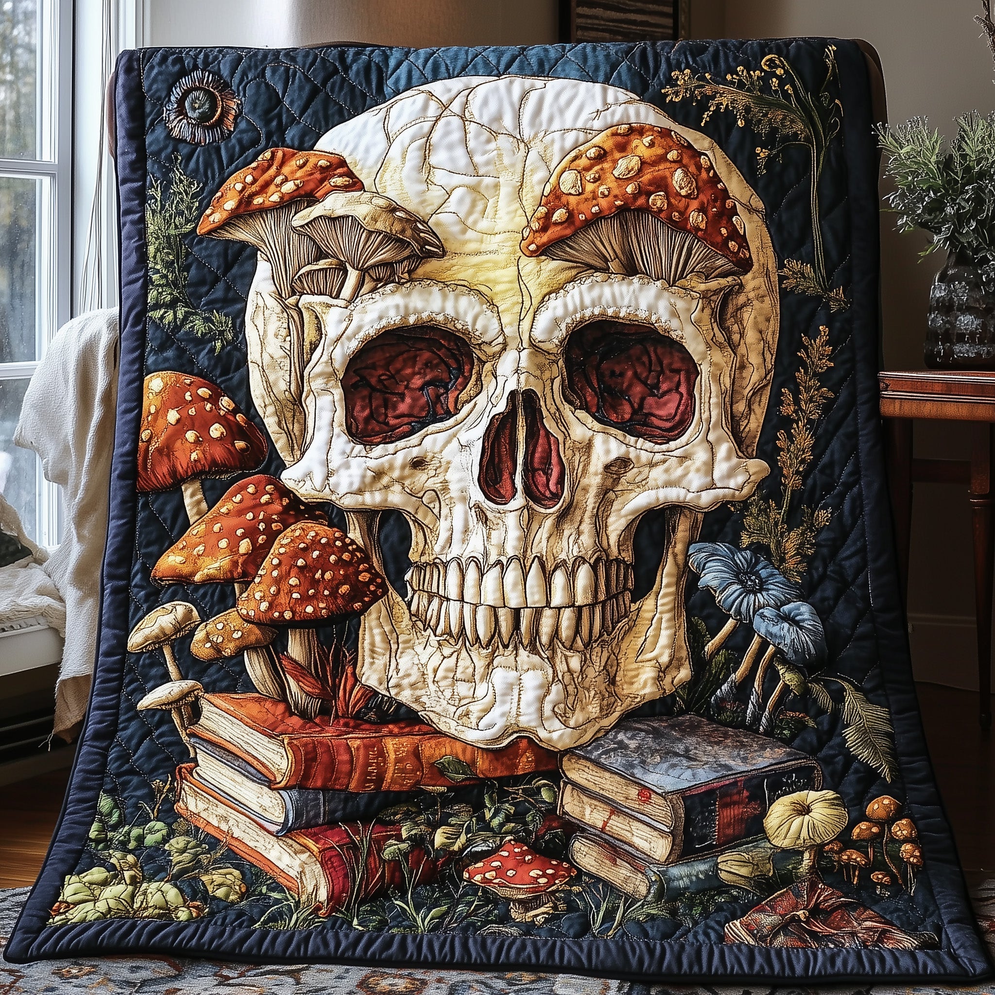 Haunted Library Quilted Blanket Cute Bed BlanketBest Book Related Gifts