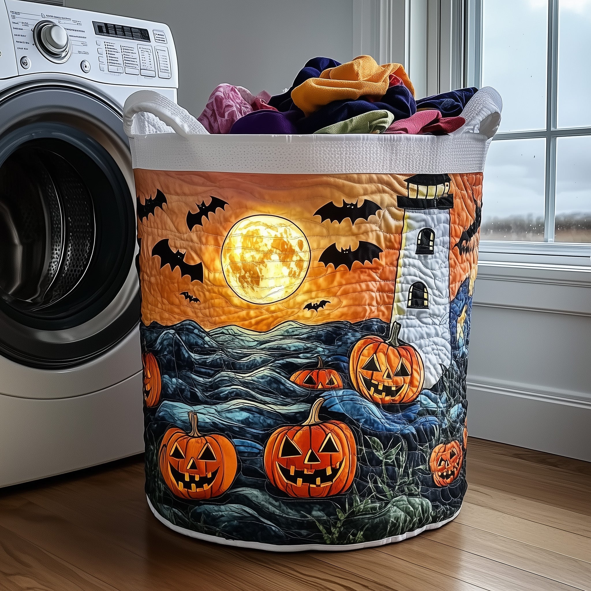 Haunted Lighthouse Quilted Laundry Basket Must-Have Home Essential