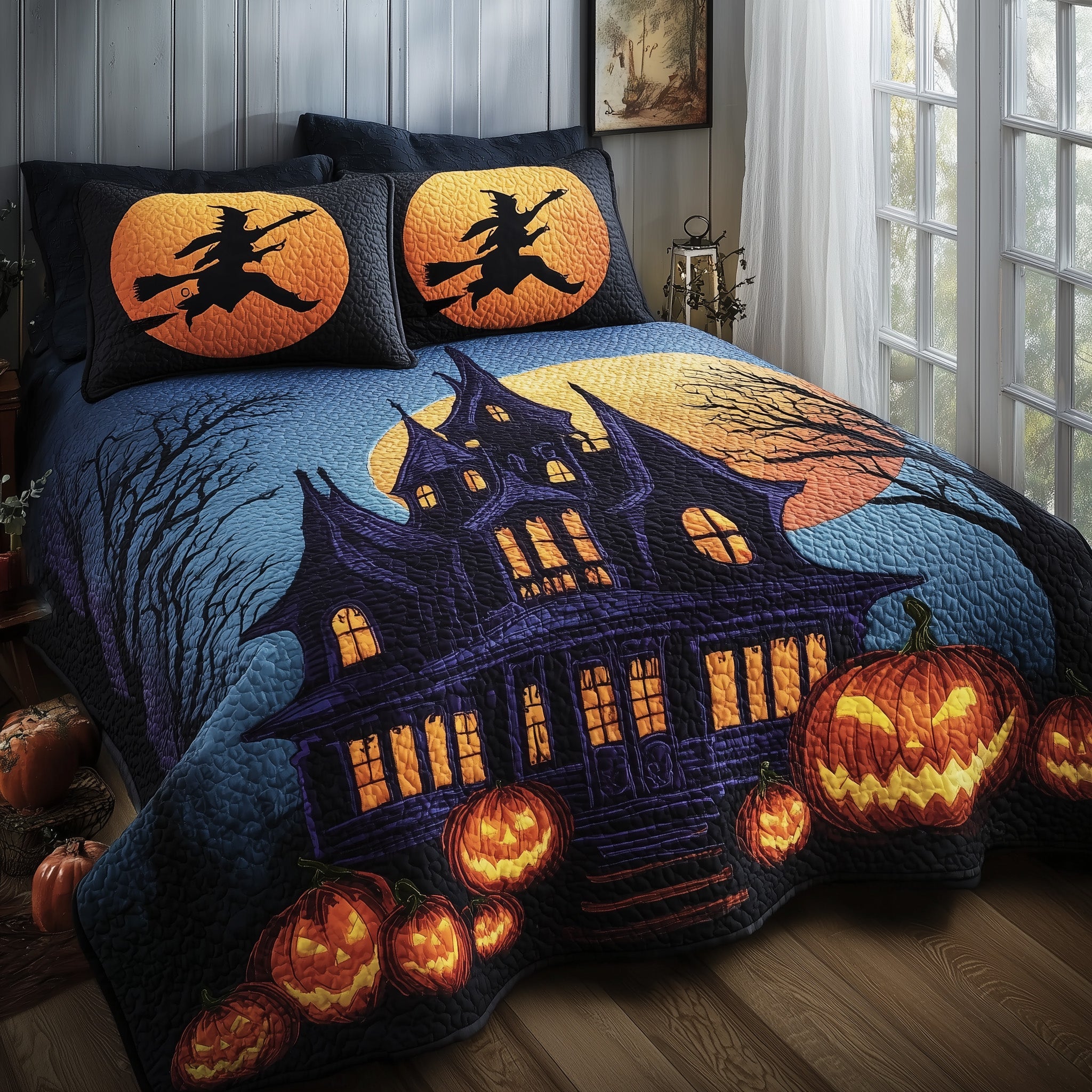 Haunted Manor Quilted Bedding Set Create a Cozy Space