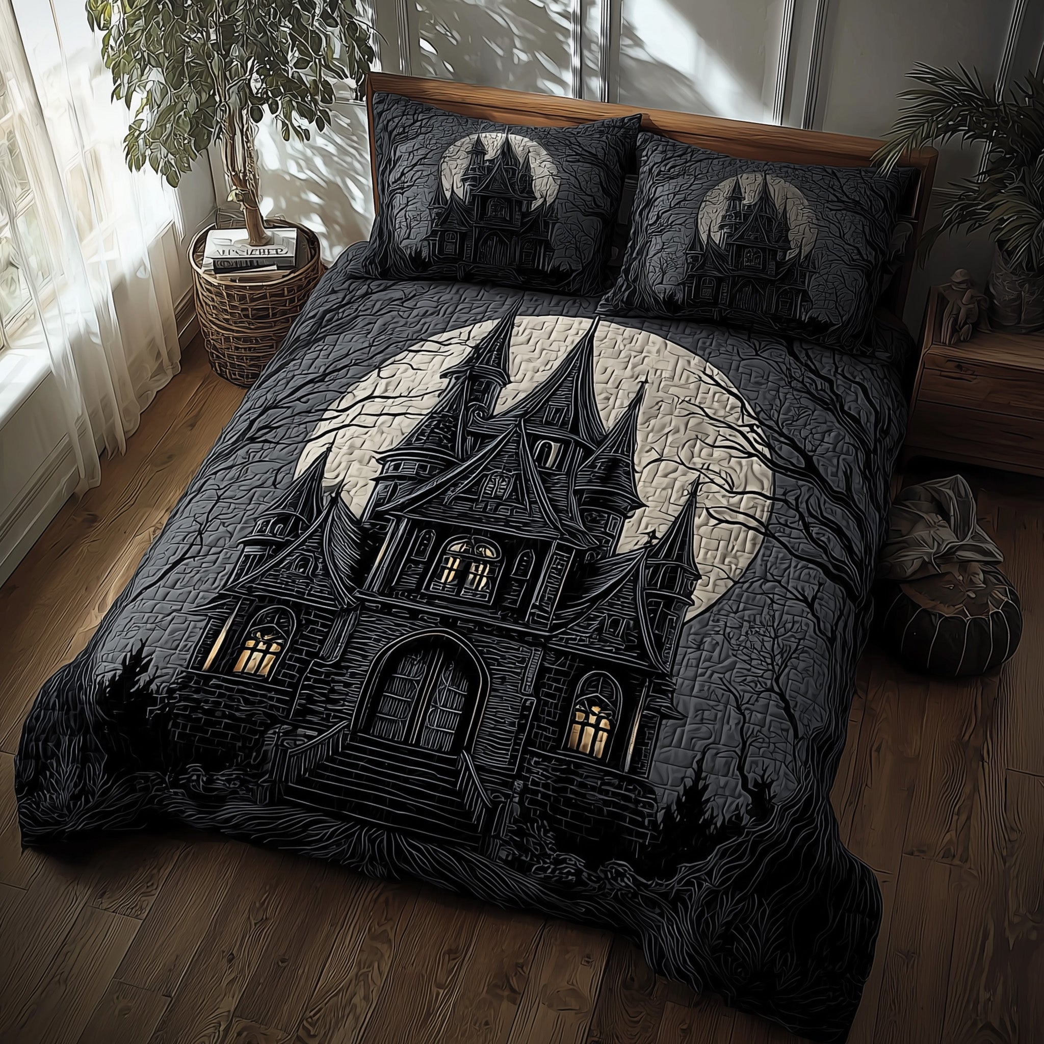 Haunted Manor Quilted Bedding Set For Kids