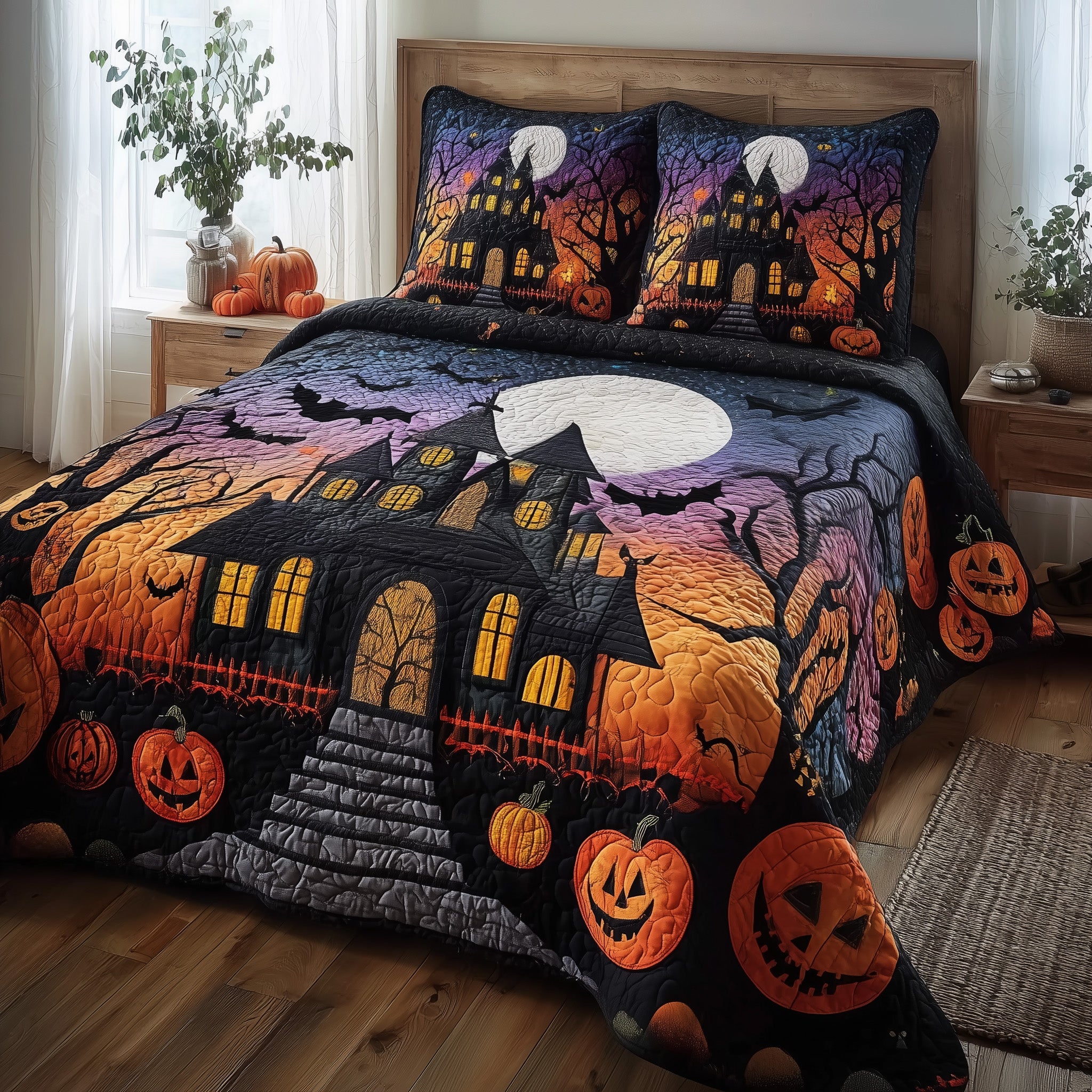 Haunted Manor Quilted Bedding Set For Men