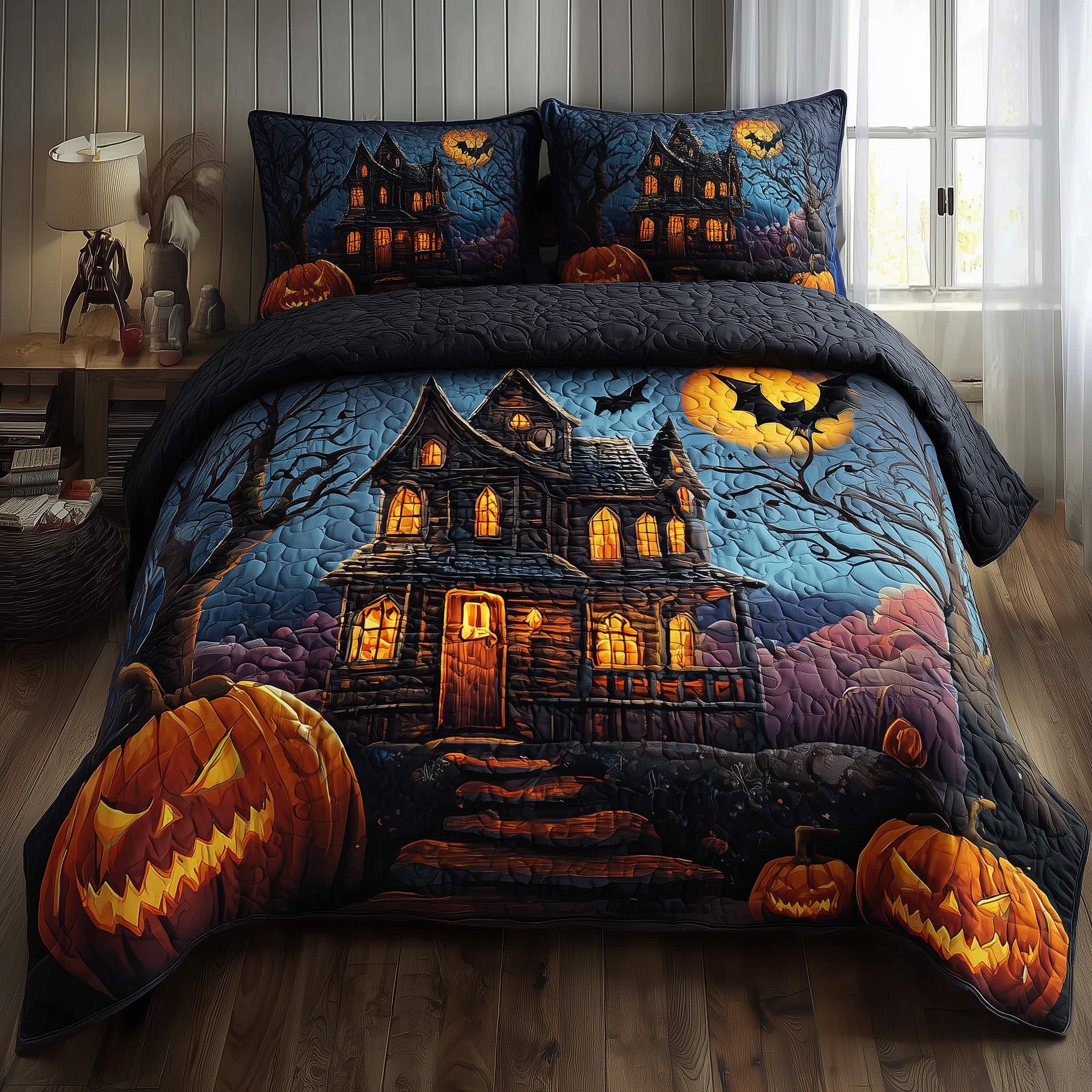 Haunted Manor Quilted Bedding Set Home Decor Collection