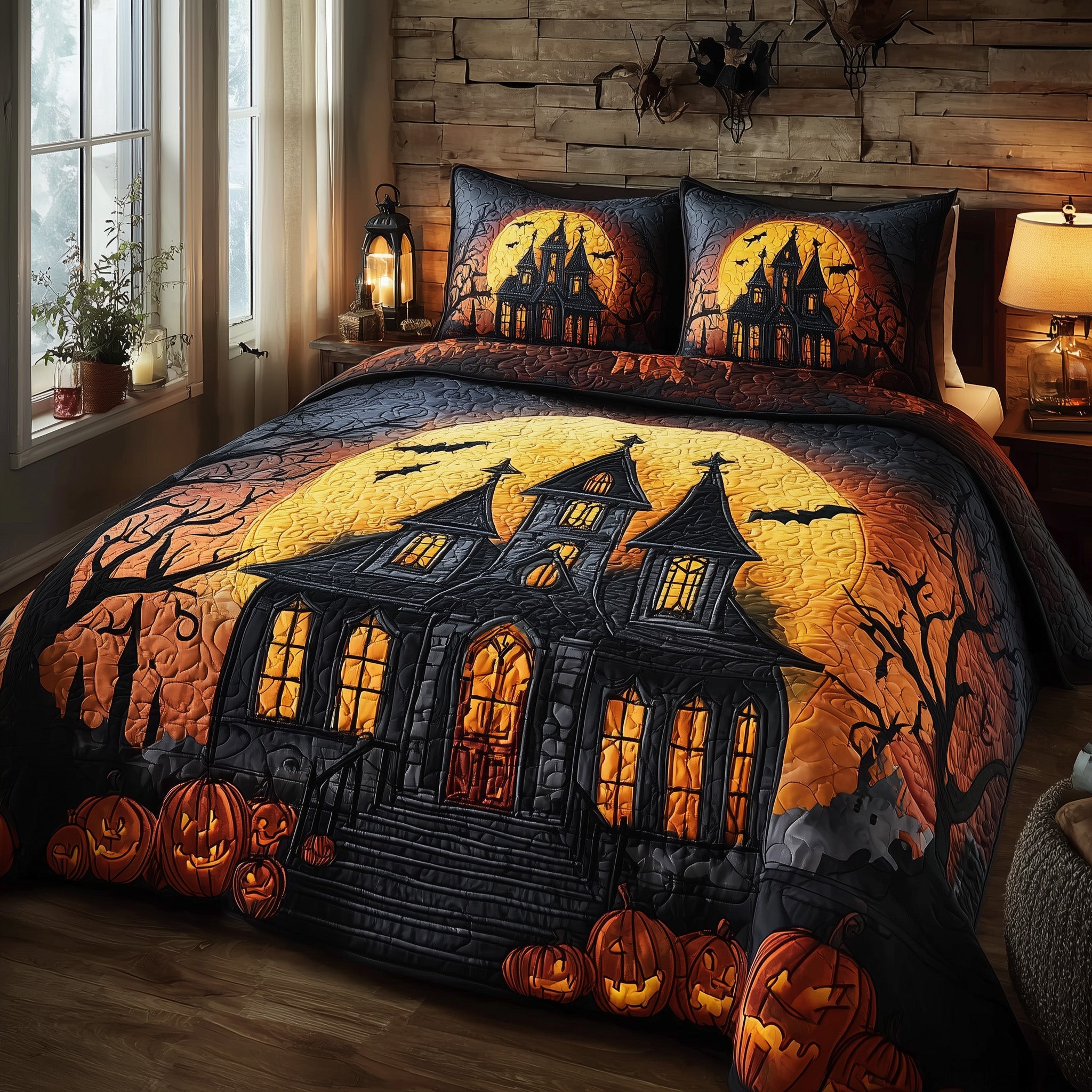 Haunted Manor Quilted Bedding Set Housewarming Gift