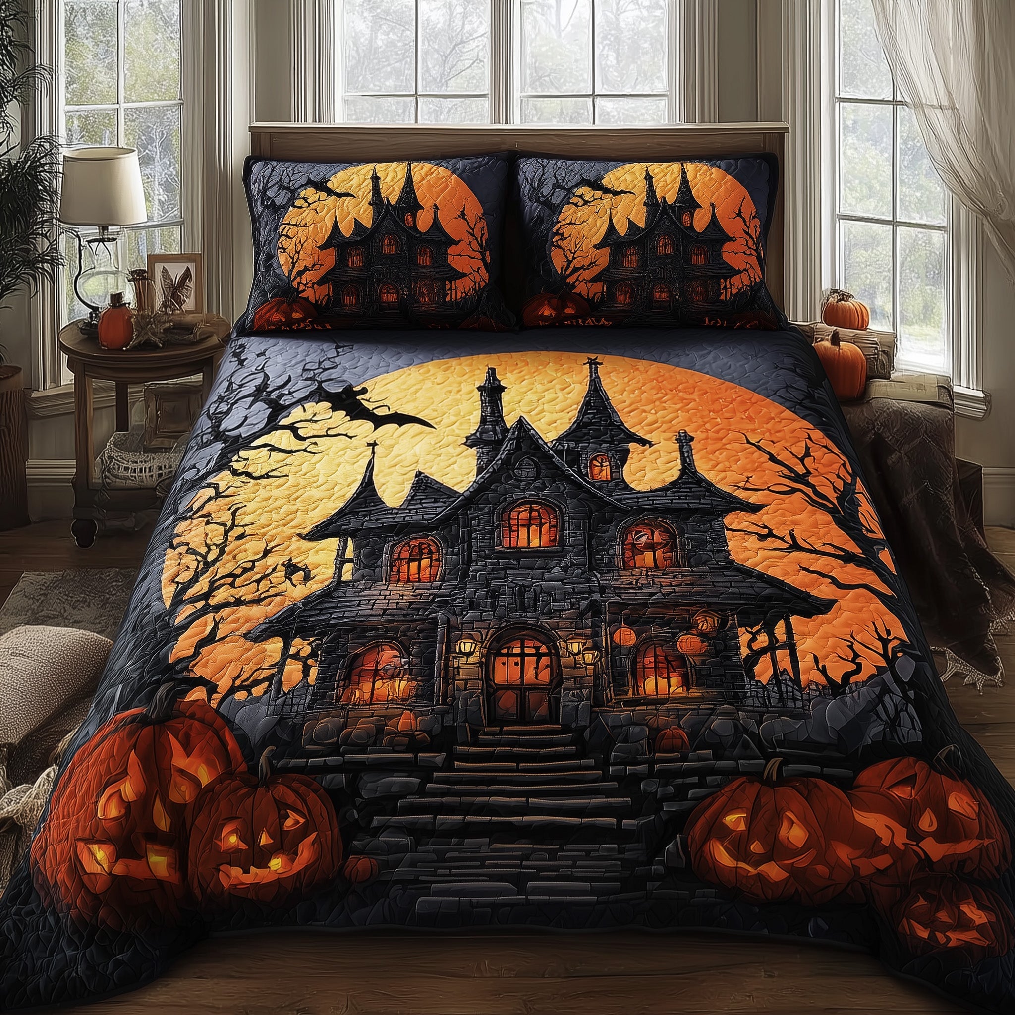 Haunted Manor Quilted Bedding Set Relaxing Sleep