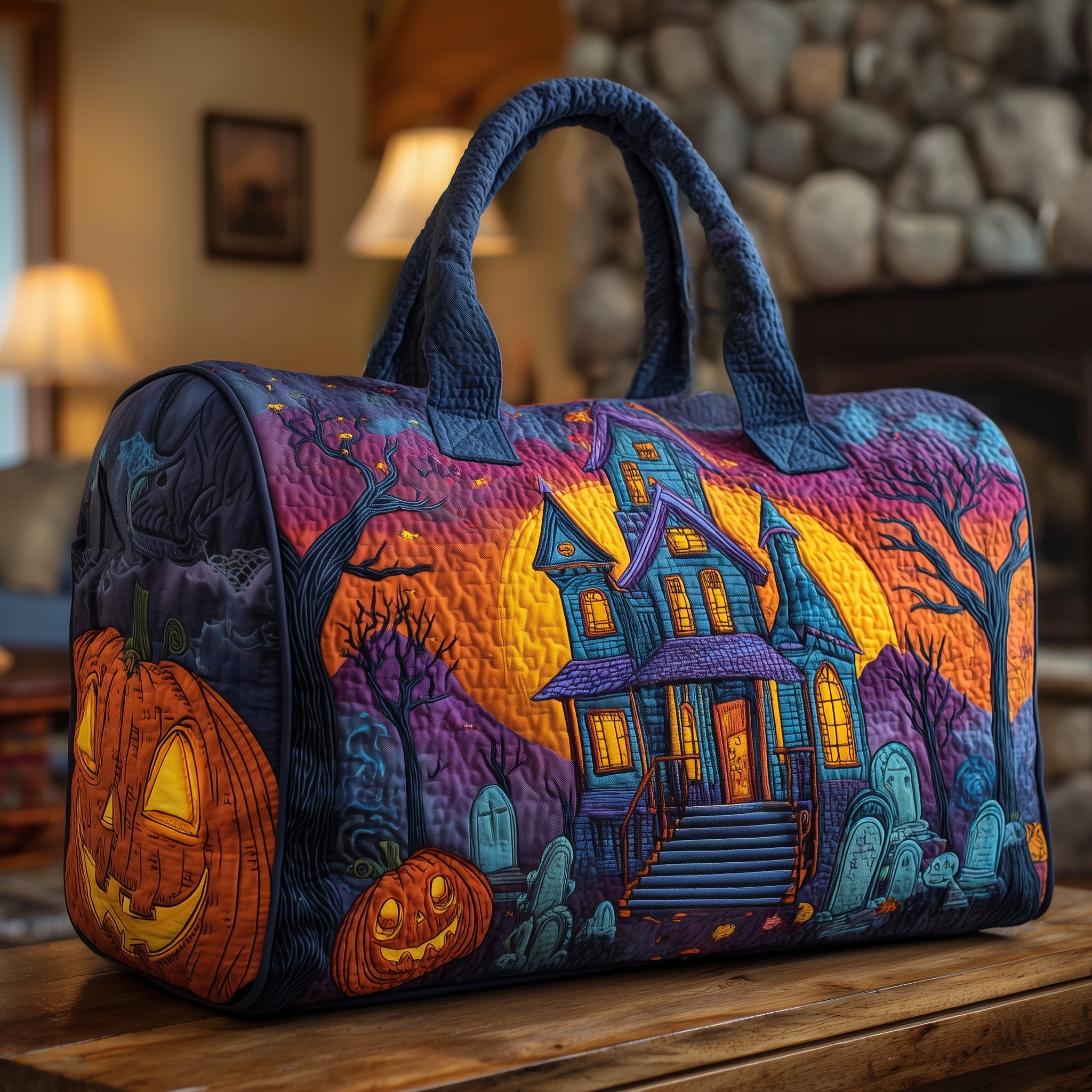 Haunted Manor Quilted Duffle Bag Compact And Spacious