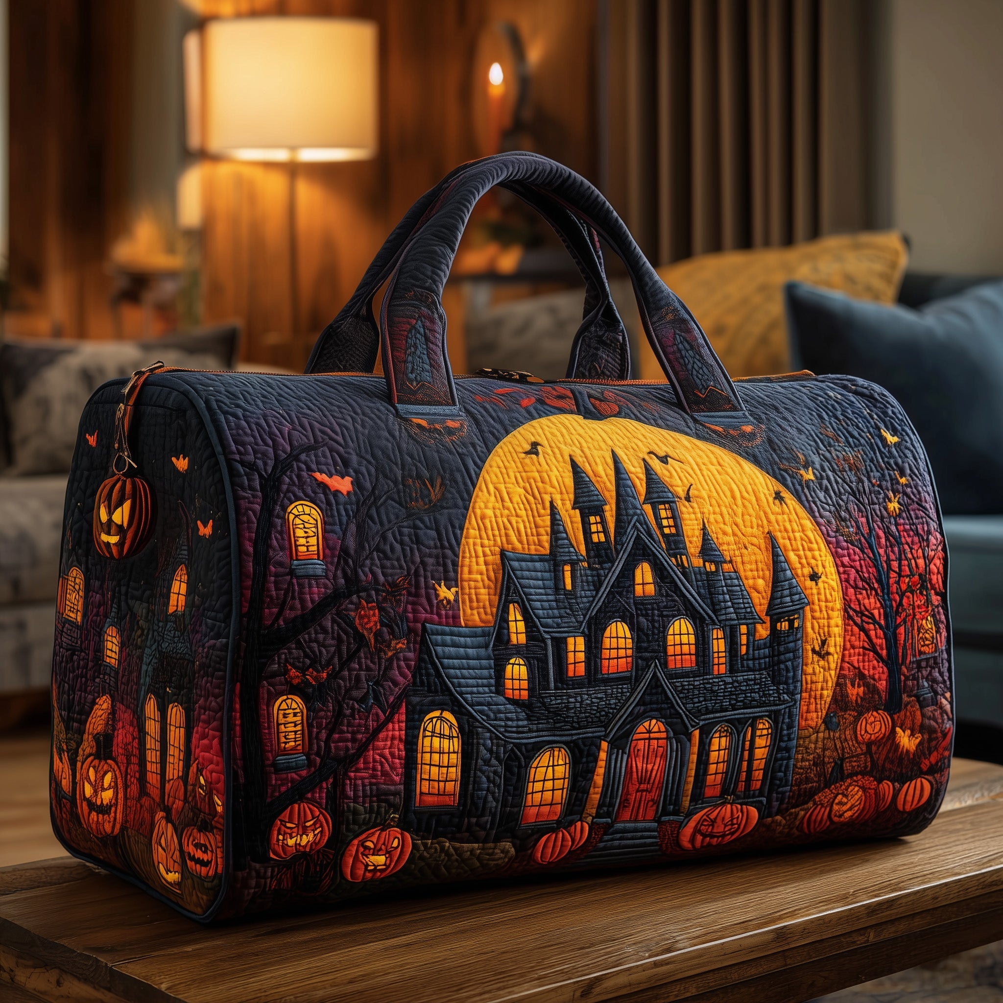 Haunted Manor Quilted Duffle Bag Durable And Lightweight