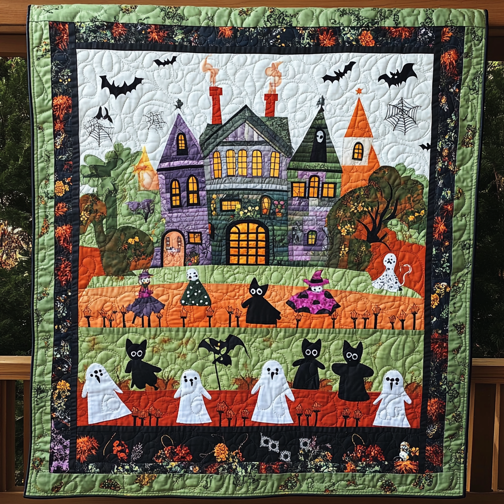 Haunted Mansion Quilted Blanket Gift For Halloween