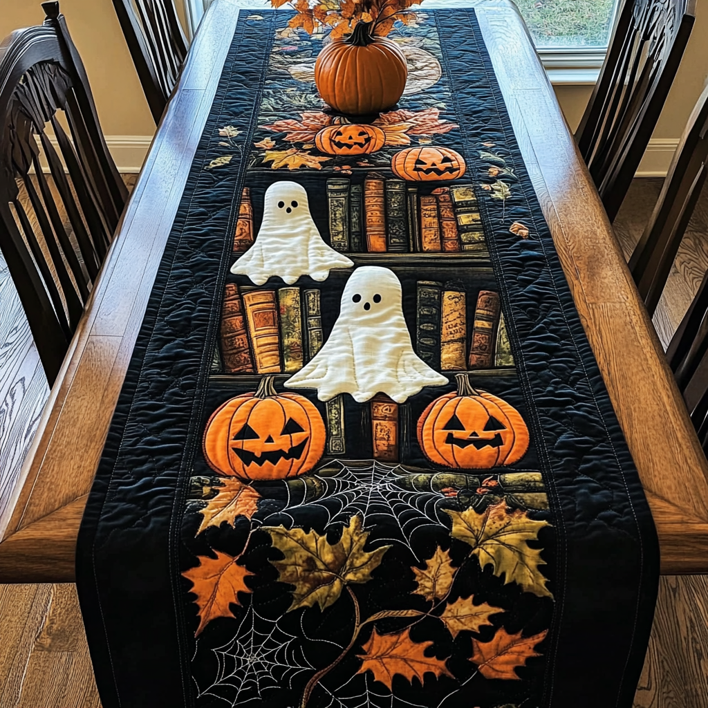Haunted Path Quilted Table Runner Spooky Table Runner Dining Room Halloween Decor