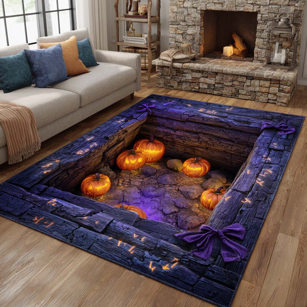 Haunted Pumpkin Pit Area Rug Dining Room Table Decorated For Christmas Autumn Inspired Gifts