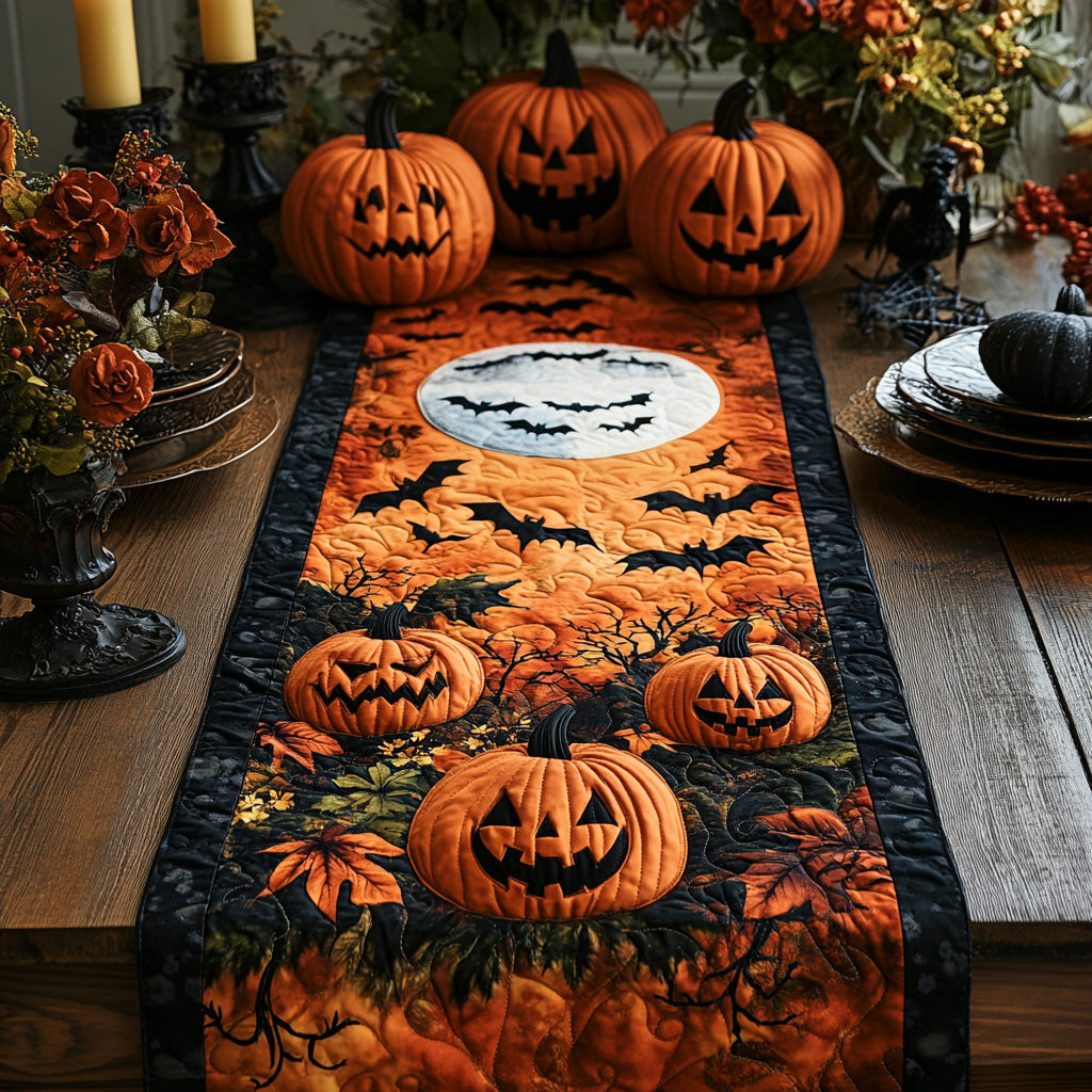 Haunted Pumpkin Quilted Table Runner Halloween Table Runners Dining Table Decor Ideas
