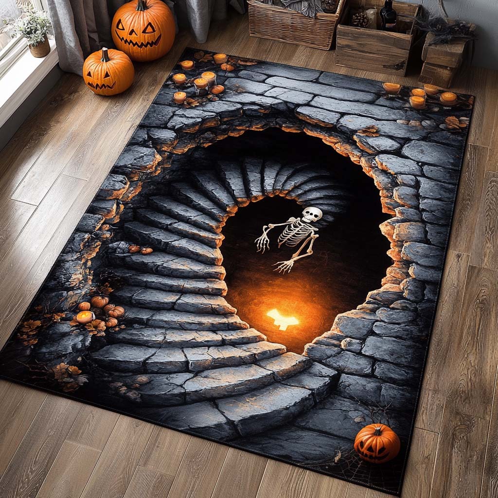Haunted Spiral Area Rug Outdoor Entryway Decor Halloween Gift Ideas For Adults