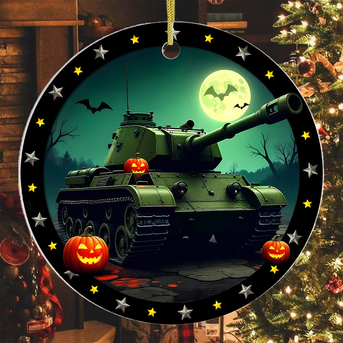 Haunted Tank Halloween Ornament Spooky Night Themed Haunted Night Decor Gift Ideas