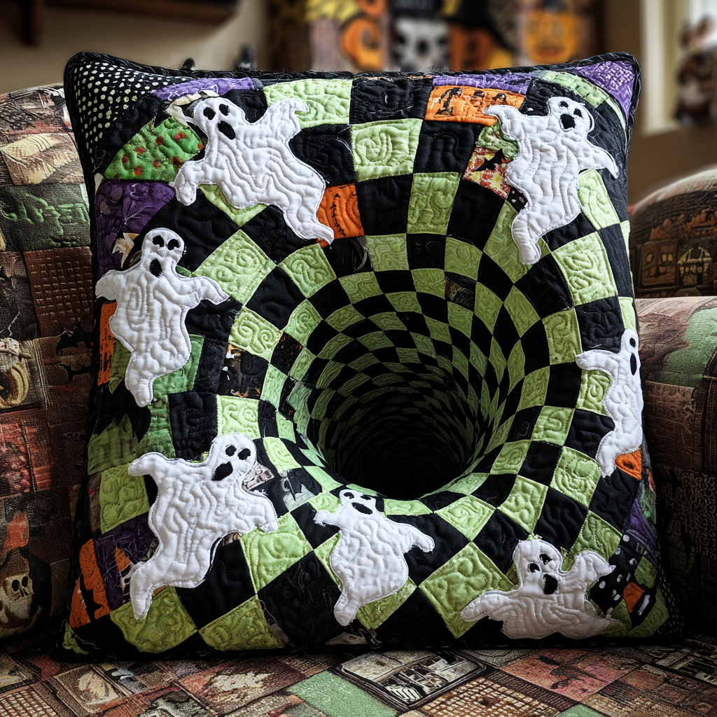 Haunted Whirl Quilted Pillow Case Holiday Pillow Cases Halloween Gift Ideas