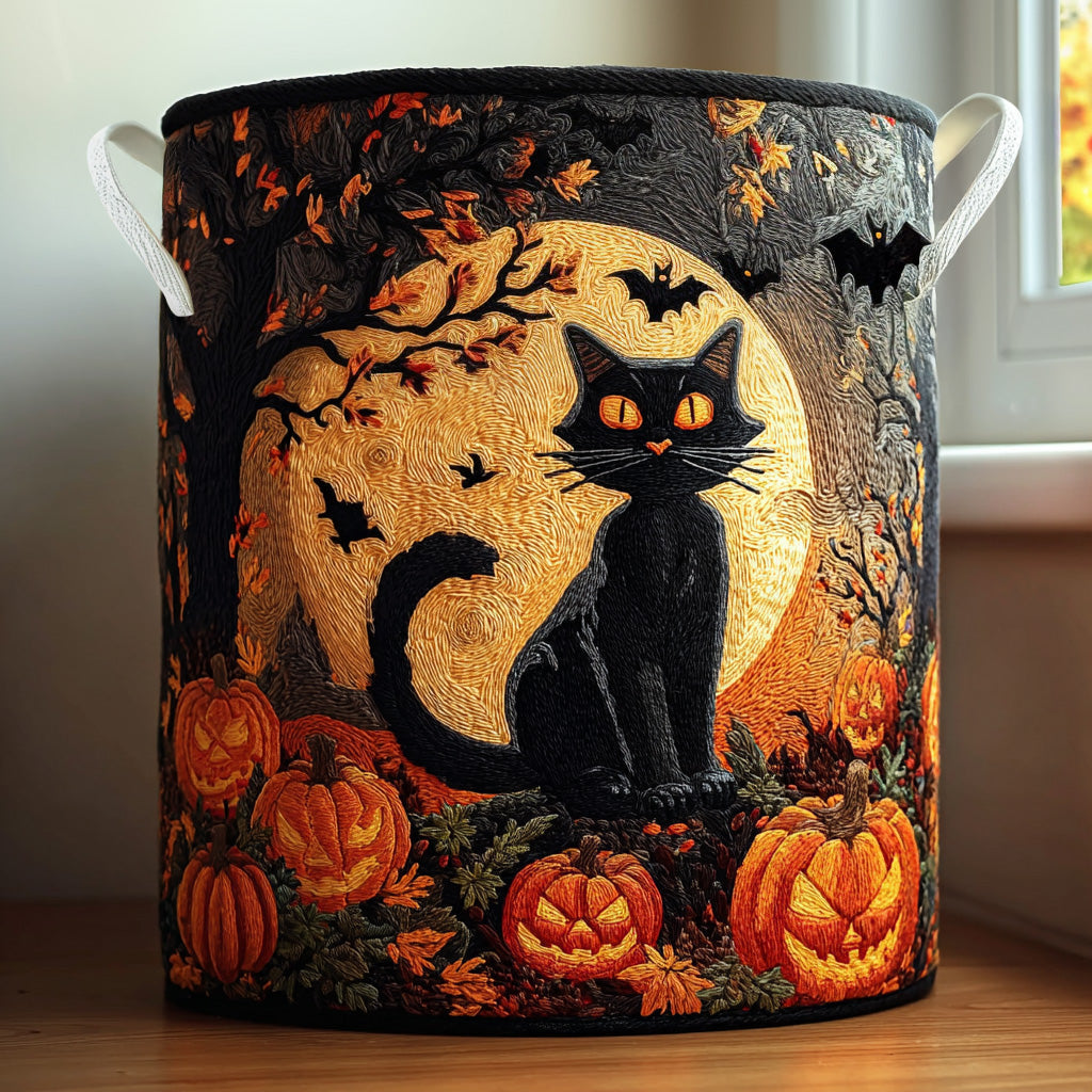 Haunted Whiskers Quilted Laundry Basket Mother's Day Merch Gift