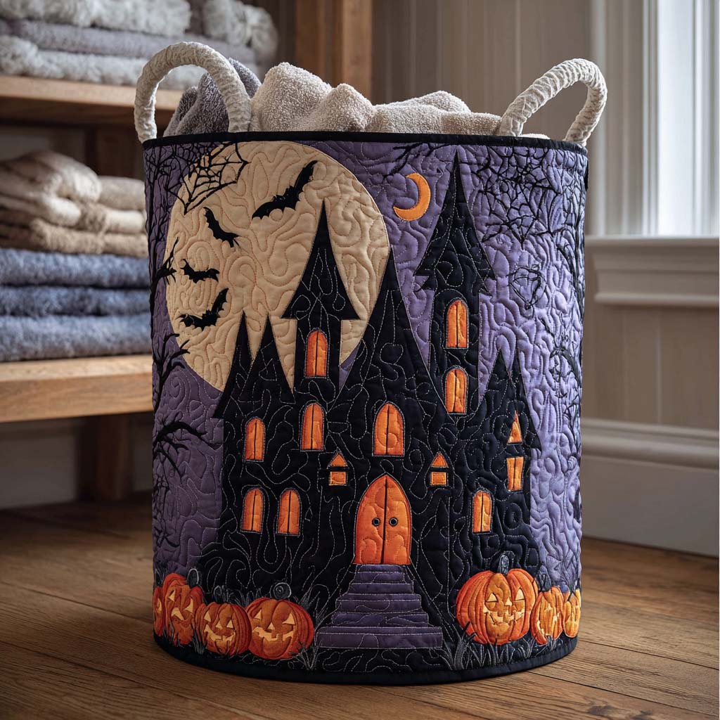 Haunting Delight Quilted Laundry Basket Valentine's Day Merch Gift
