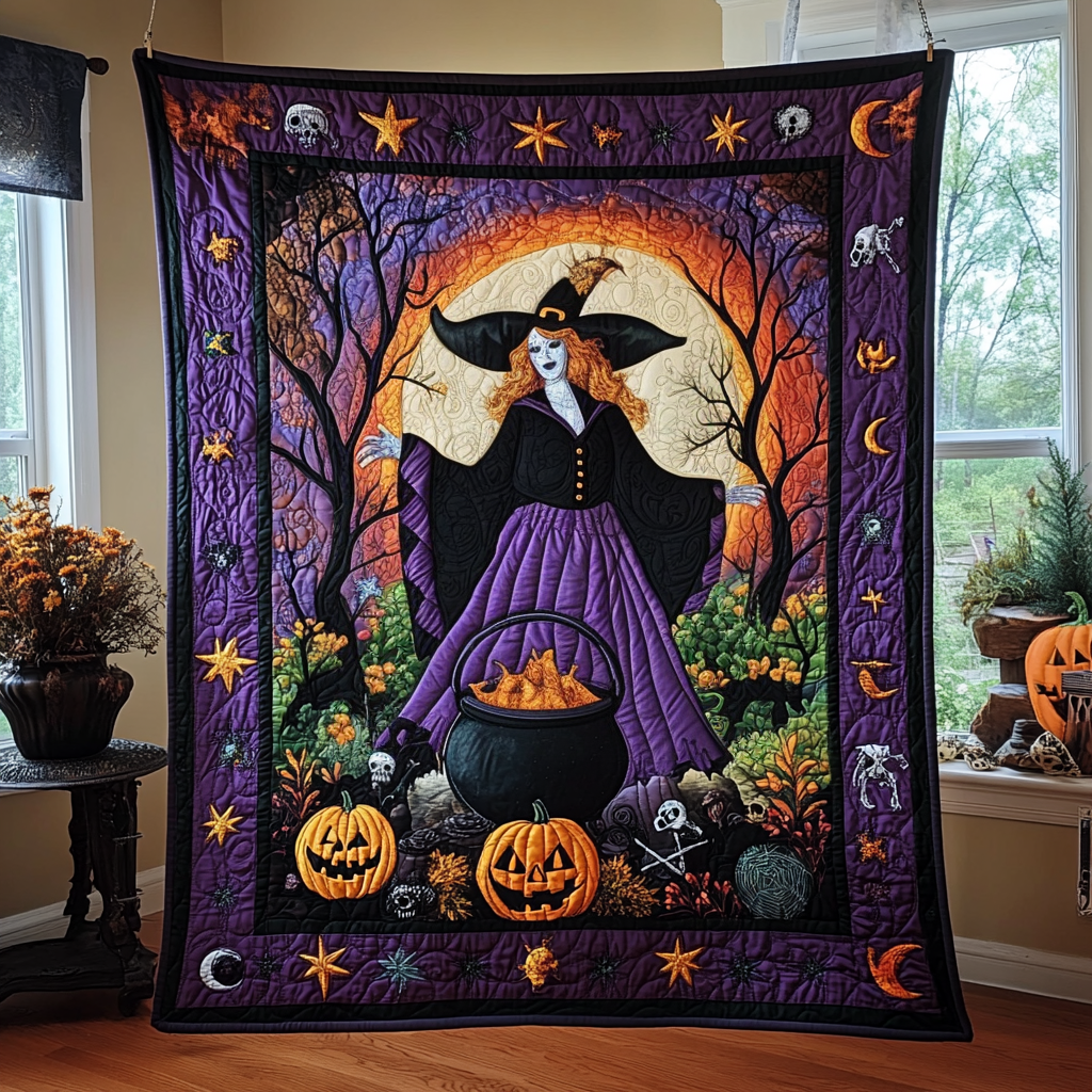 Haunting Halloween Spooky Twist Quilted Blanket Halloween Gifts For Girlfriend