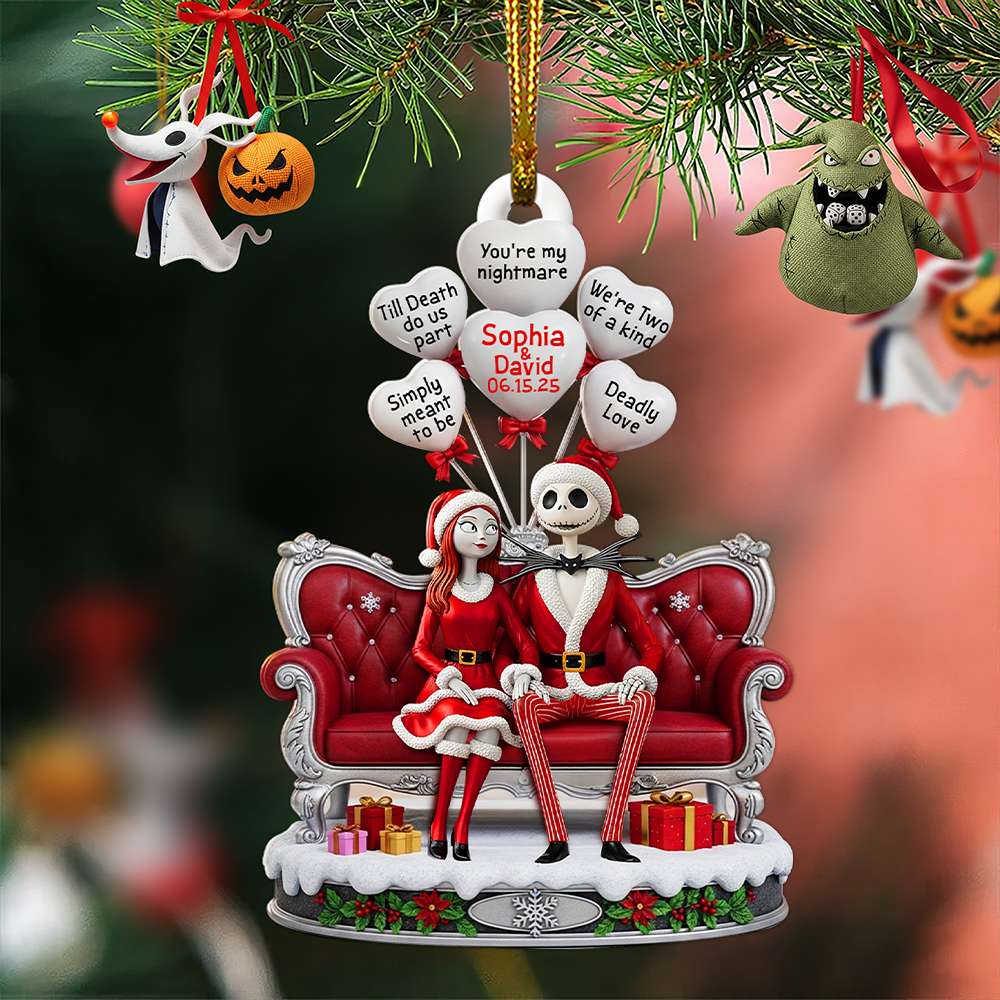 Hauntingly Sweet Couple Christmas Ornament - Personalized Anniversary Gifts For Couple - Holiday Tree Decoration Gift