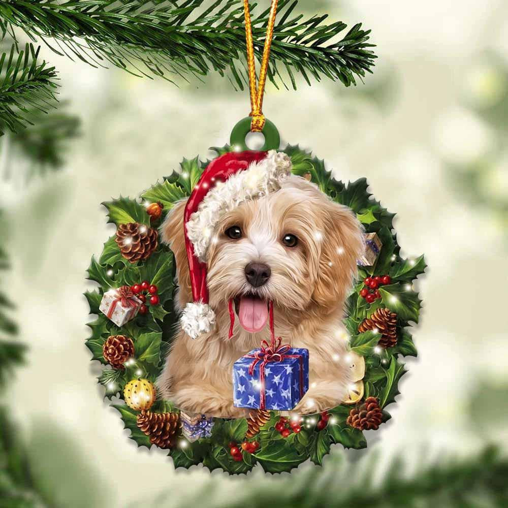 Havanese and Christmas Wreath Ornament gift for Havanese lover ornament