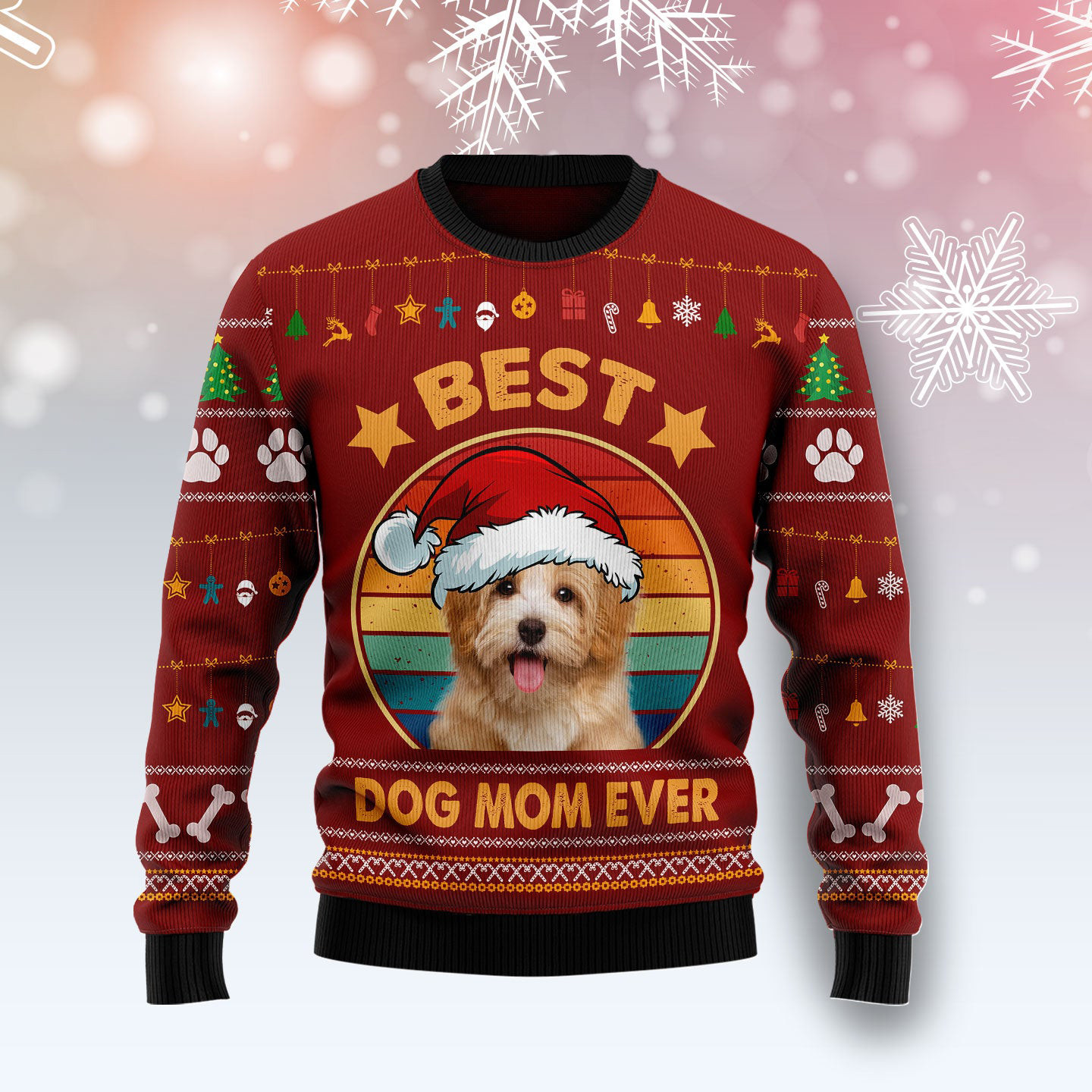 Havanese Best Dog Mom Ever Ugly Christmas Sweater Pet Clothing Xmas Gifts For Dog Lovers