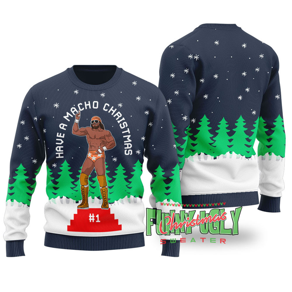 Have A Macho Christmas Randy Savage Funny Sweater Navy Thoughtful Winter Gift Merch for Special Moments