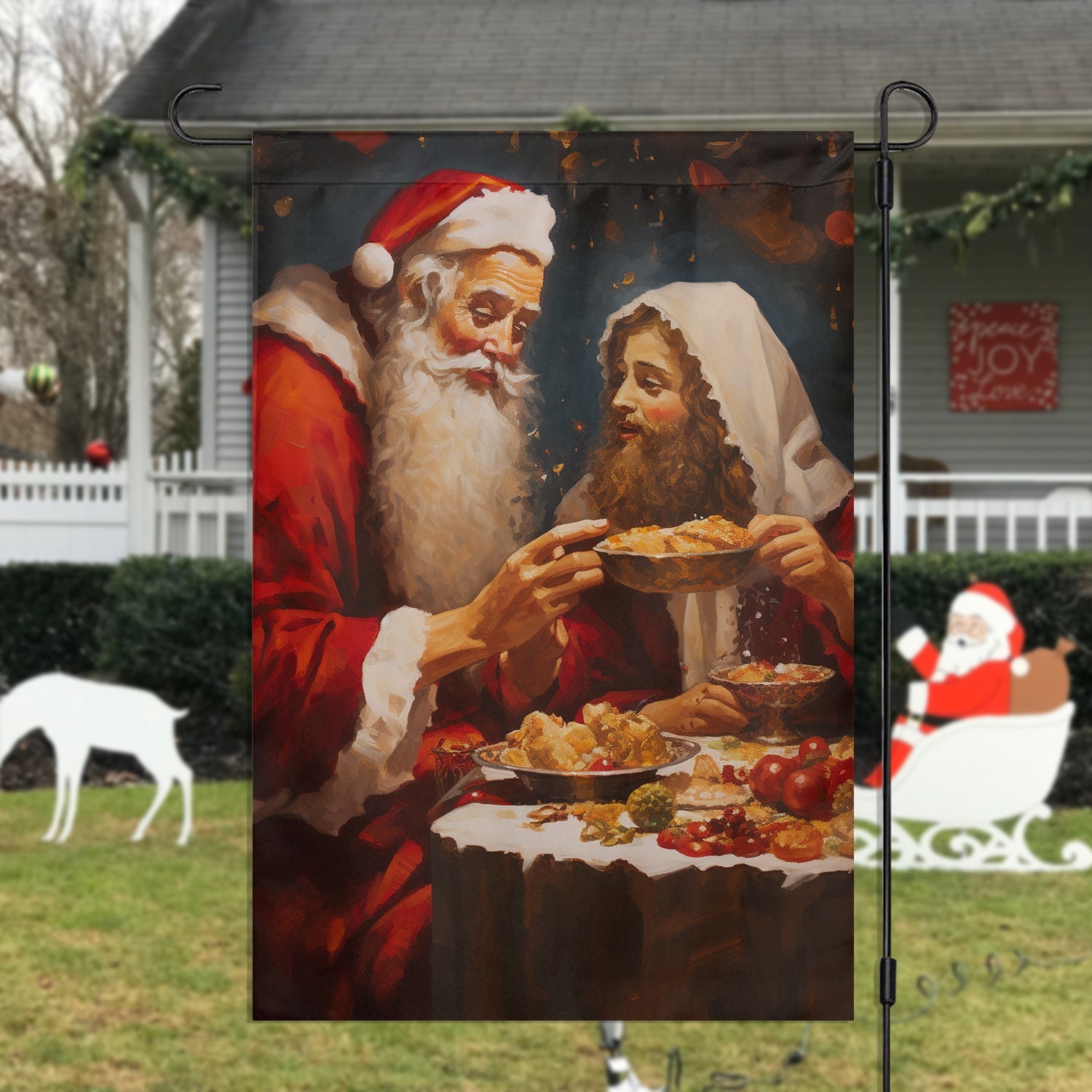 Have Dinner Together Santa Claus Flag Outdoor Decoration Christmas Gift For Santa Claus Lovers