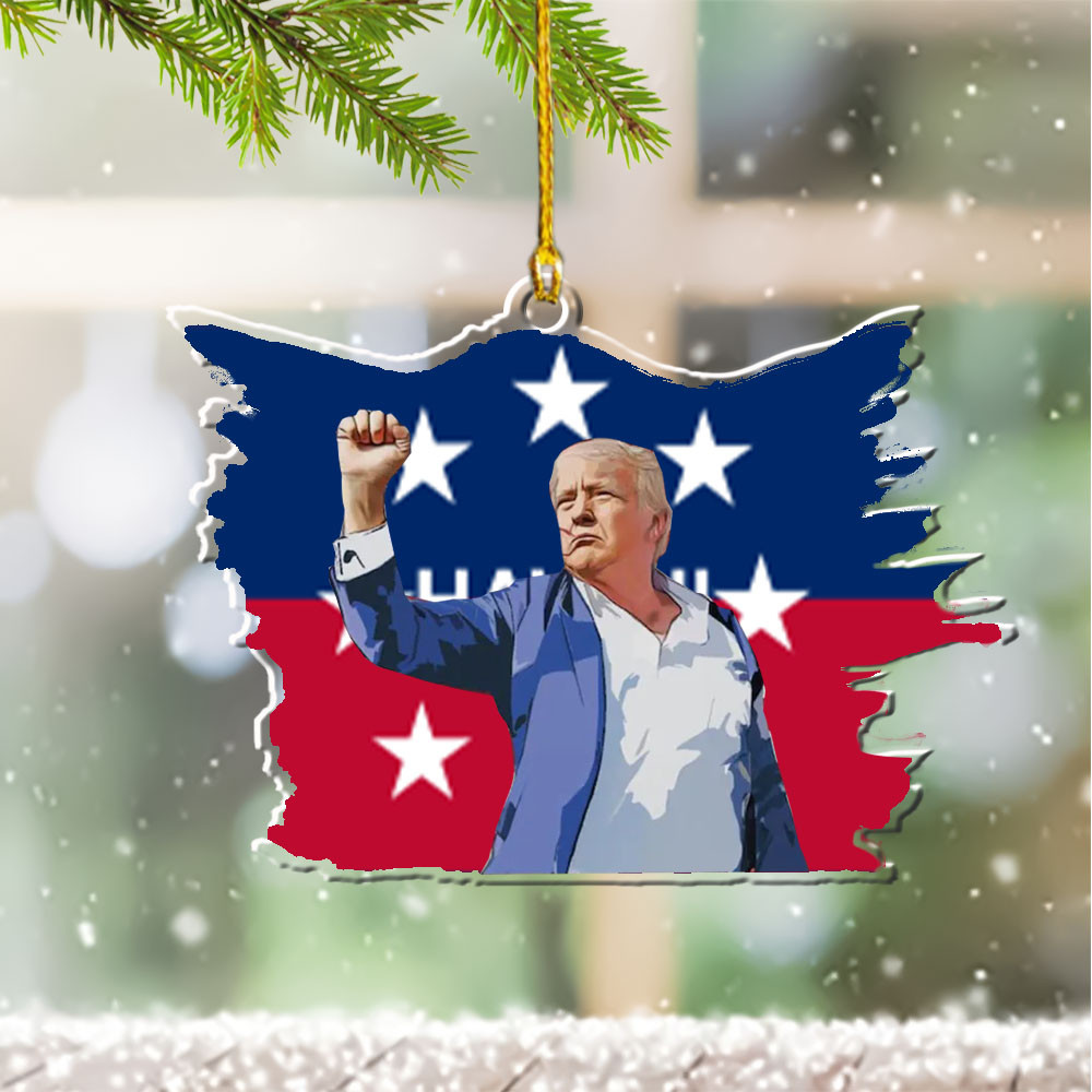 Hawaii for Trump 2024 Ornament Shape Trump Fight Ornament for Christmas Tree