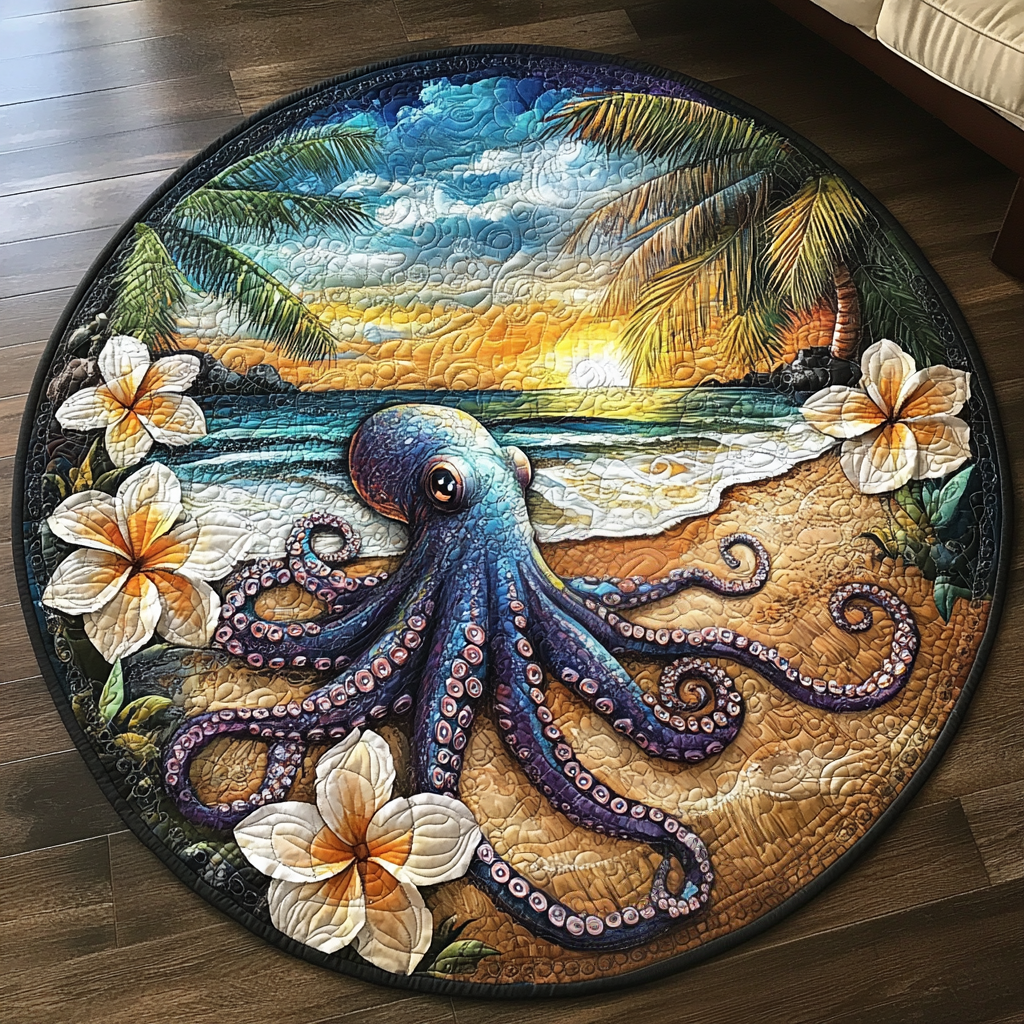 Hawaii Octopus Quilted Round Mat Entryway Decor Things To Get For Teens For Christmas