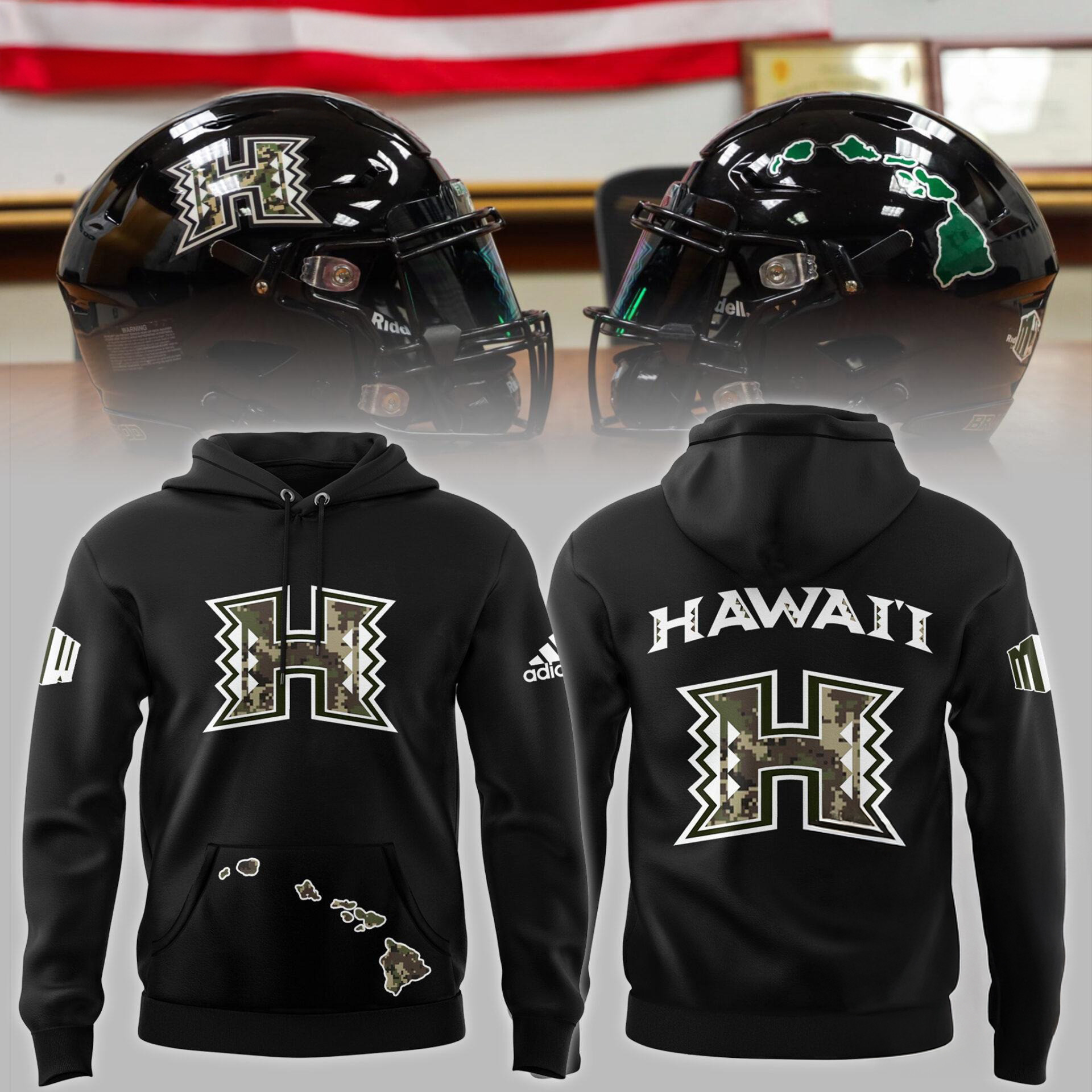 Hawaii Rainbow Warriors NCAA 2024 Logo Camo Hoodie Presents For Football Lovers
