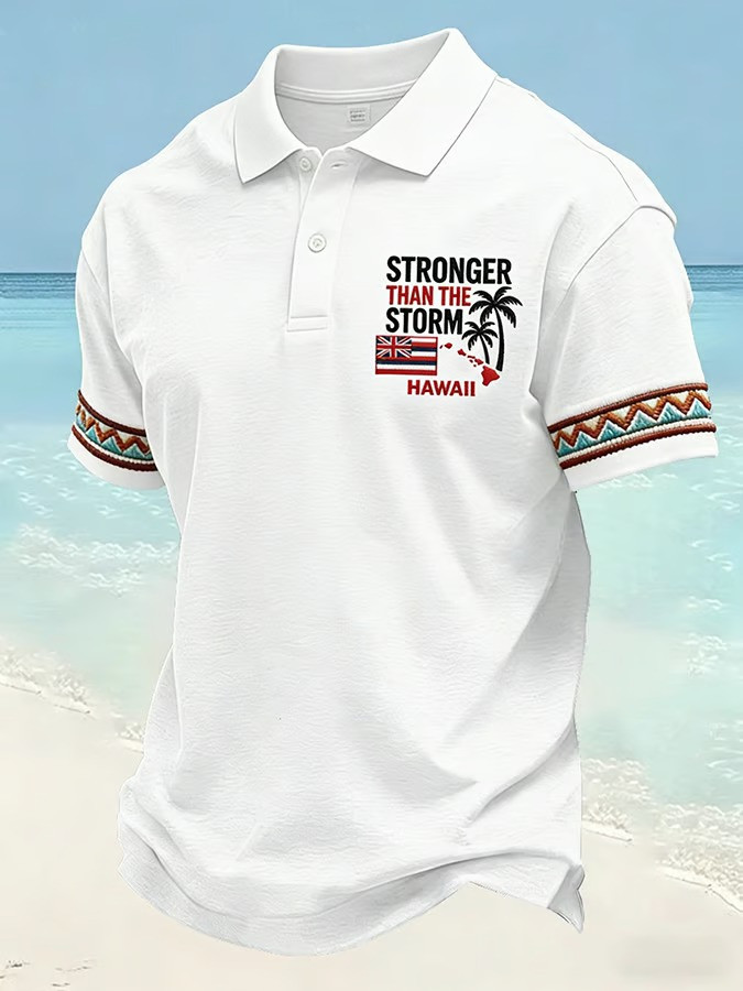 Hawaii Strong Polo Shirt Stronger Than The Storm Apparel Gift For Supporters