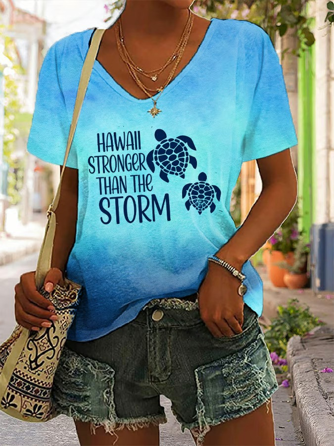 Hawaii Strong V-Neck Shirt Stronger Than The Storm Apparel Gift For Supporters