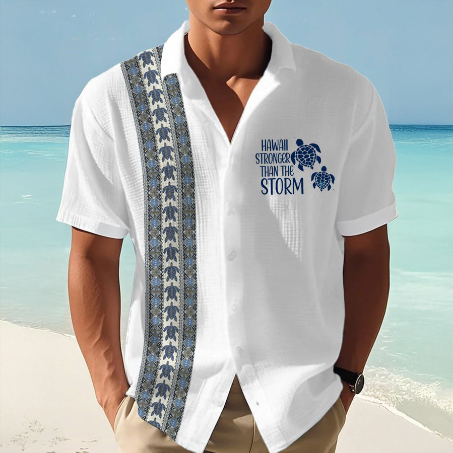 Hawaii Stronger Than the Storm Button Up Shirt Galathreads Shirt Present Idea For Father's Day