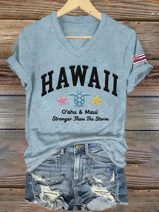 Hawaii V-Neck Shirt Ohana Means Stronger Than The Storm Apparel Gift For Supporters