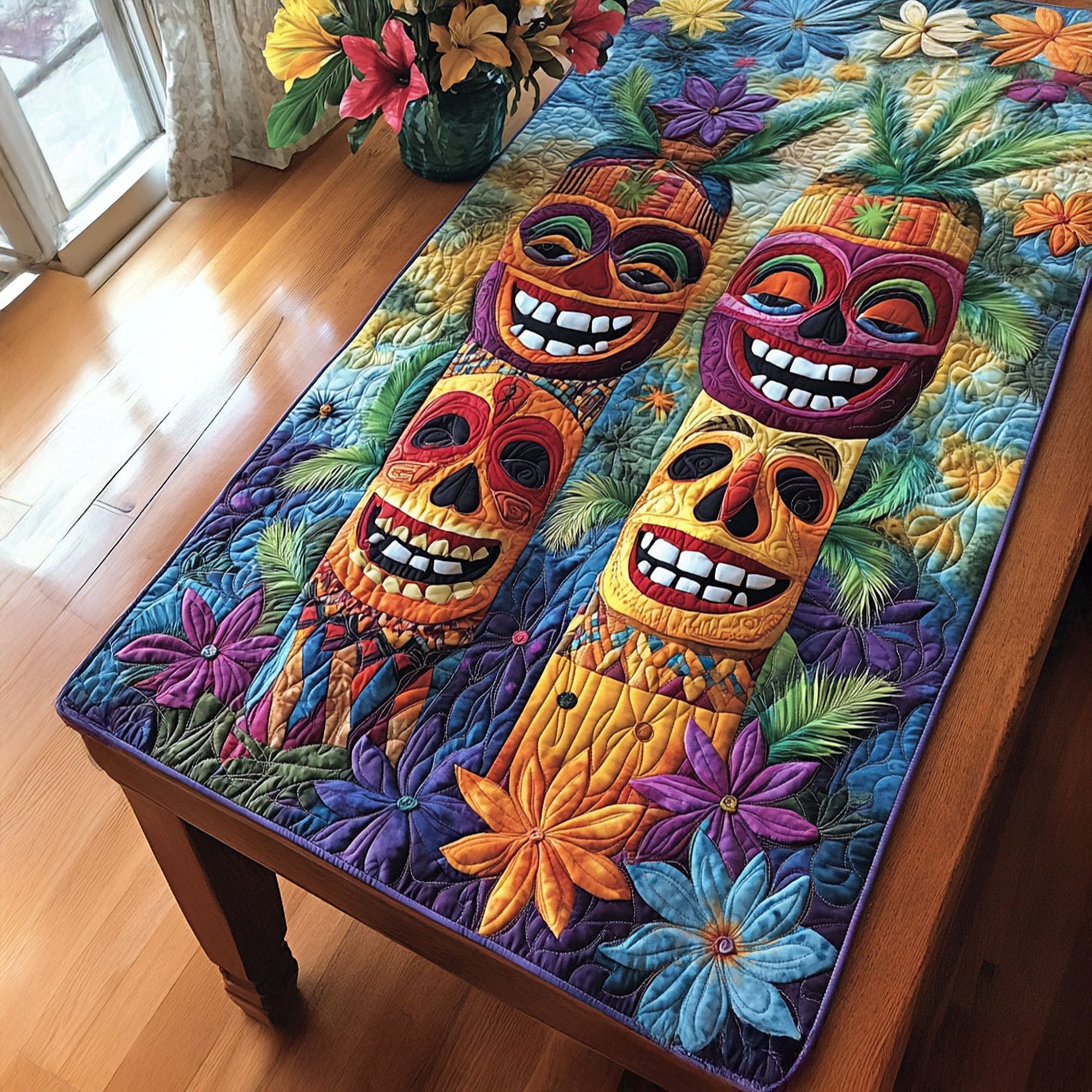 Hawaiian Breeze Quilted Table Runner Flower Table Cover Gifts For My Mother In Law