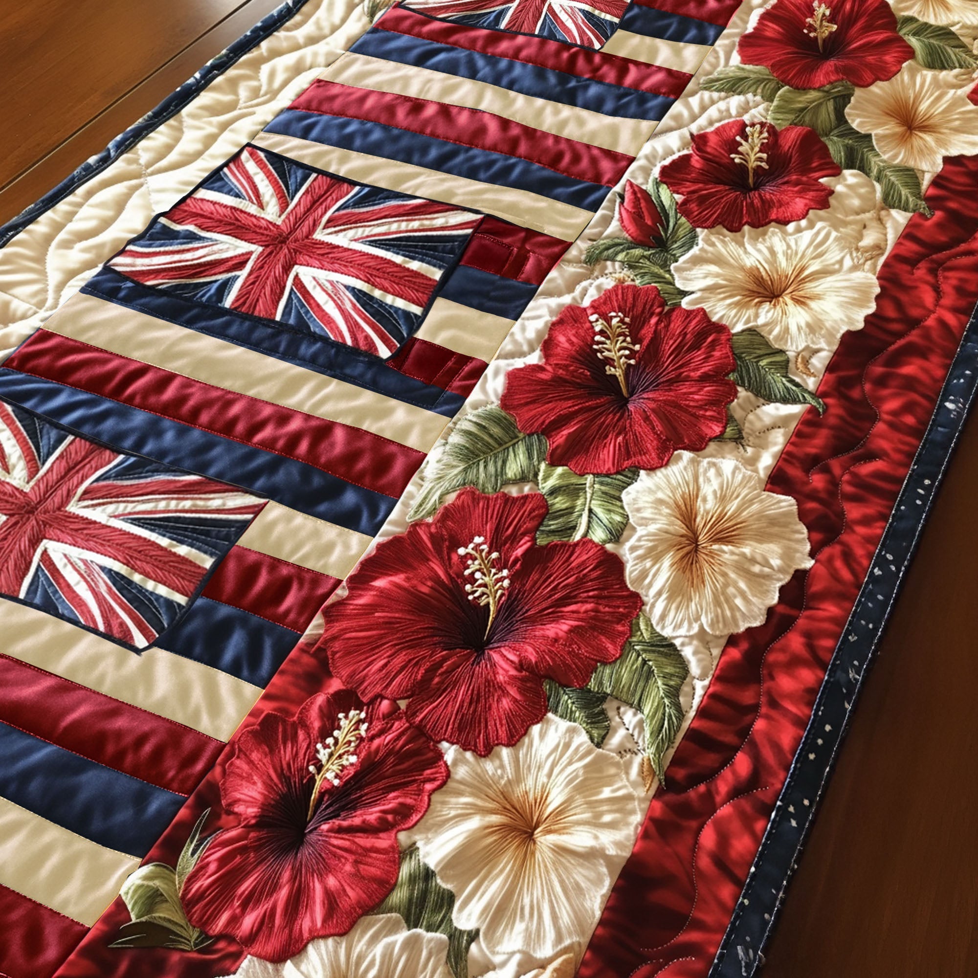 Hawaiian Charm Quilted Table Runner Tropical Table Runner Unique Gifts For Family